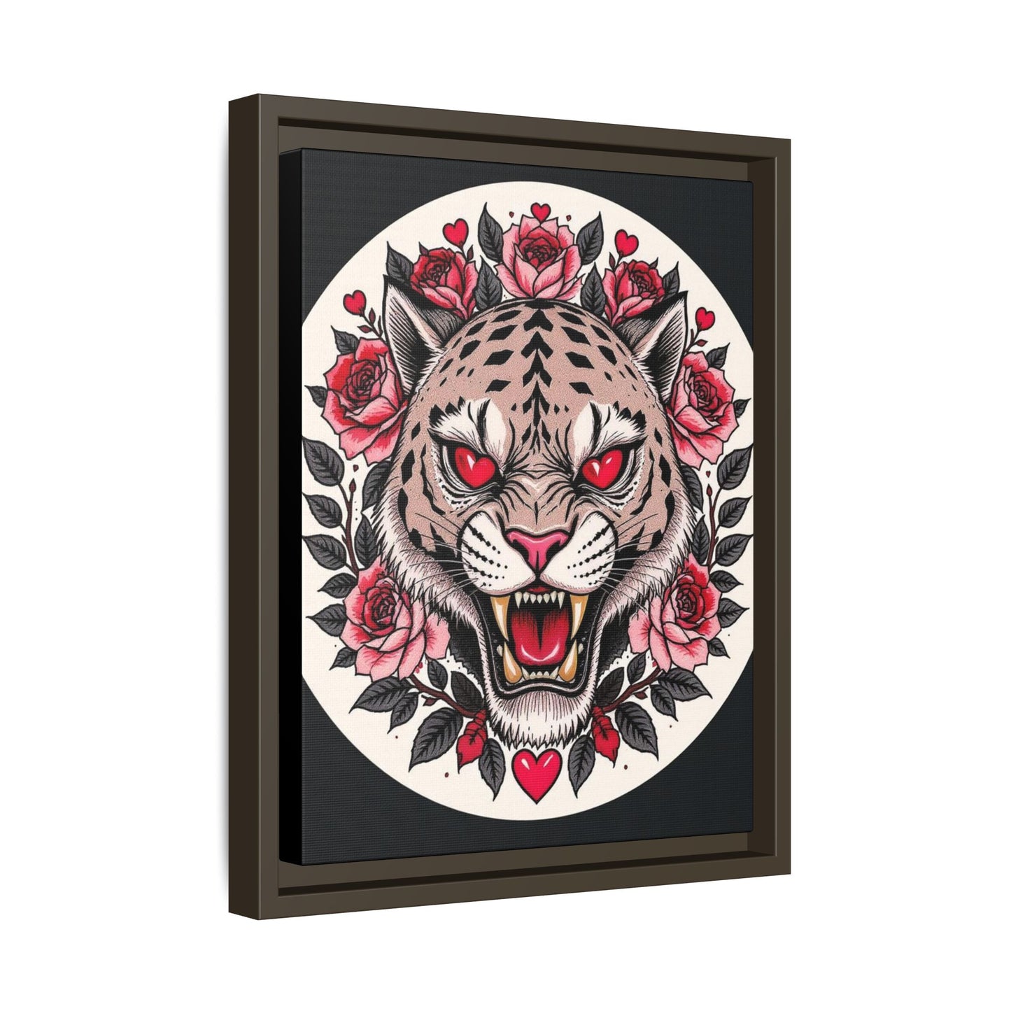 Framed Art Print: Fierce Tiger Portrait, Wall Decor, Tattoo Art, Animal Print, Gift for Nature Lovers