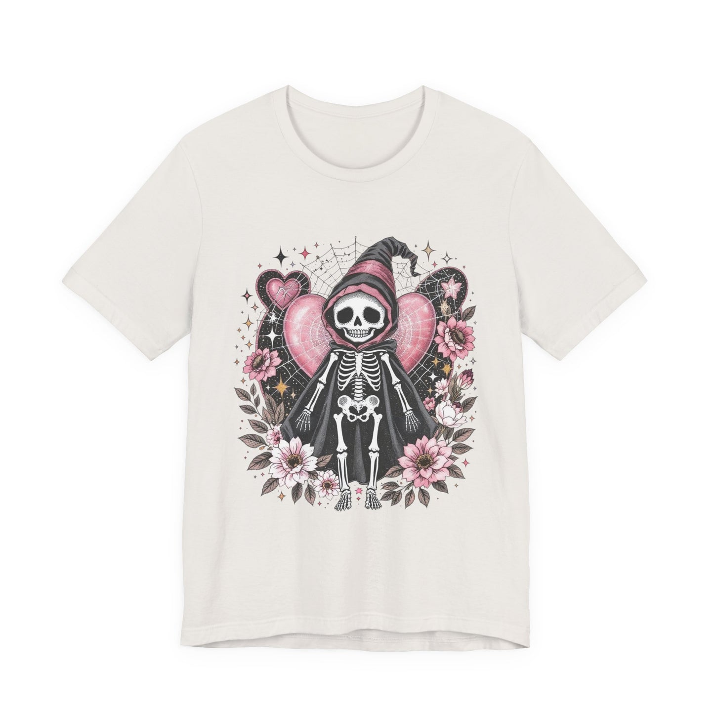 Skeleton Love Graphic Tee, Unisex T-Shirt, Halloween Apparel, Floral Skeleton Shirt, Edgy Gift for Her