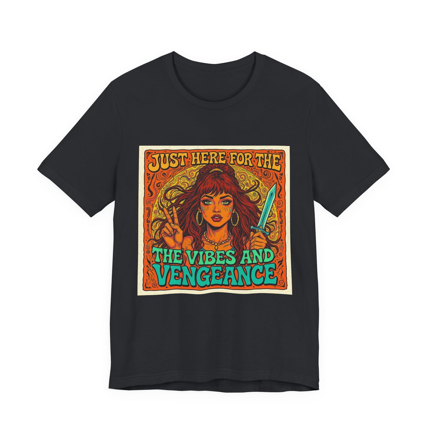 Vibes and Vengeance Tee, Graphic T-Shirt, Unisex Short Sleeve Shirt, Gift for Fans, Casual Wear, Empowering Apparel