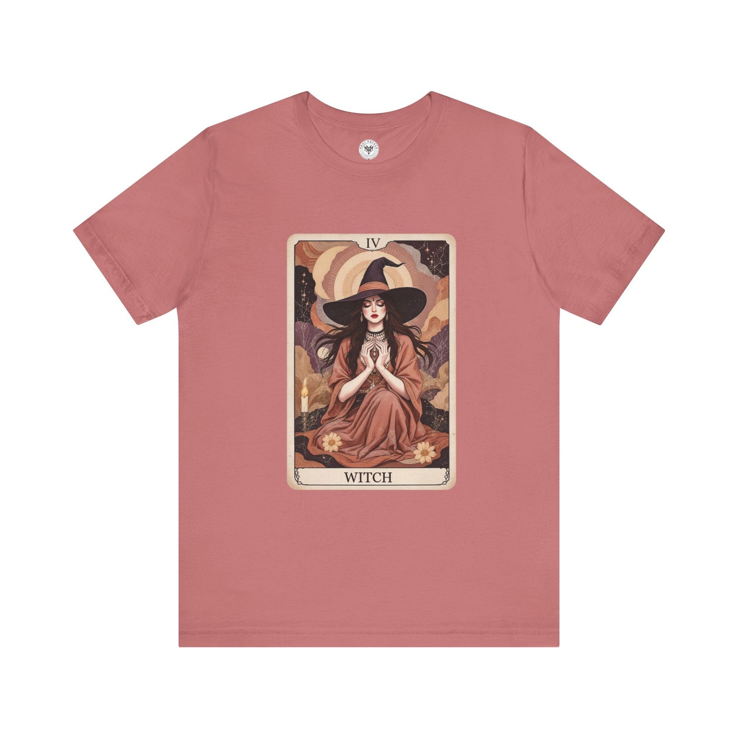 Witch Graphic Tee - Unisex Jersey Short Sleeve T-Shirt, Spooky Casual Wear, Tarot Card Style, Great for Halloween, Gift for Witches