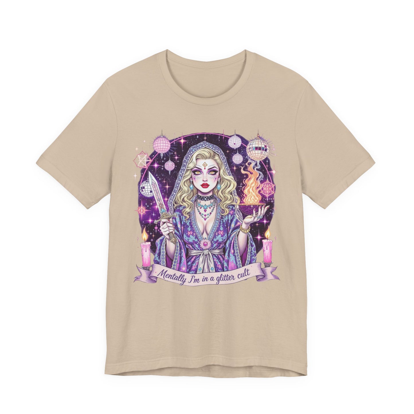 Mystical Graphic Tee - "Mentally I'm in a Glitter Cult" T-shirt, Witchy Apparel, Gift for Magic Lovers, Aesthetic Cute Tee, Casual Outfit