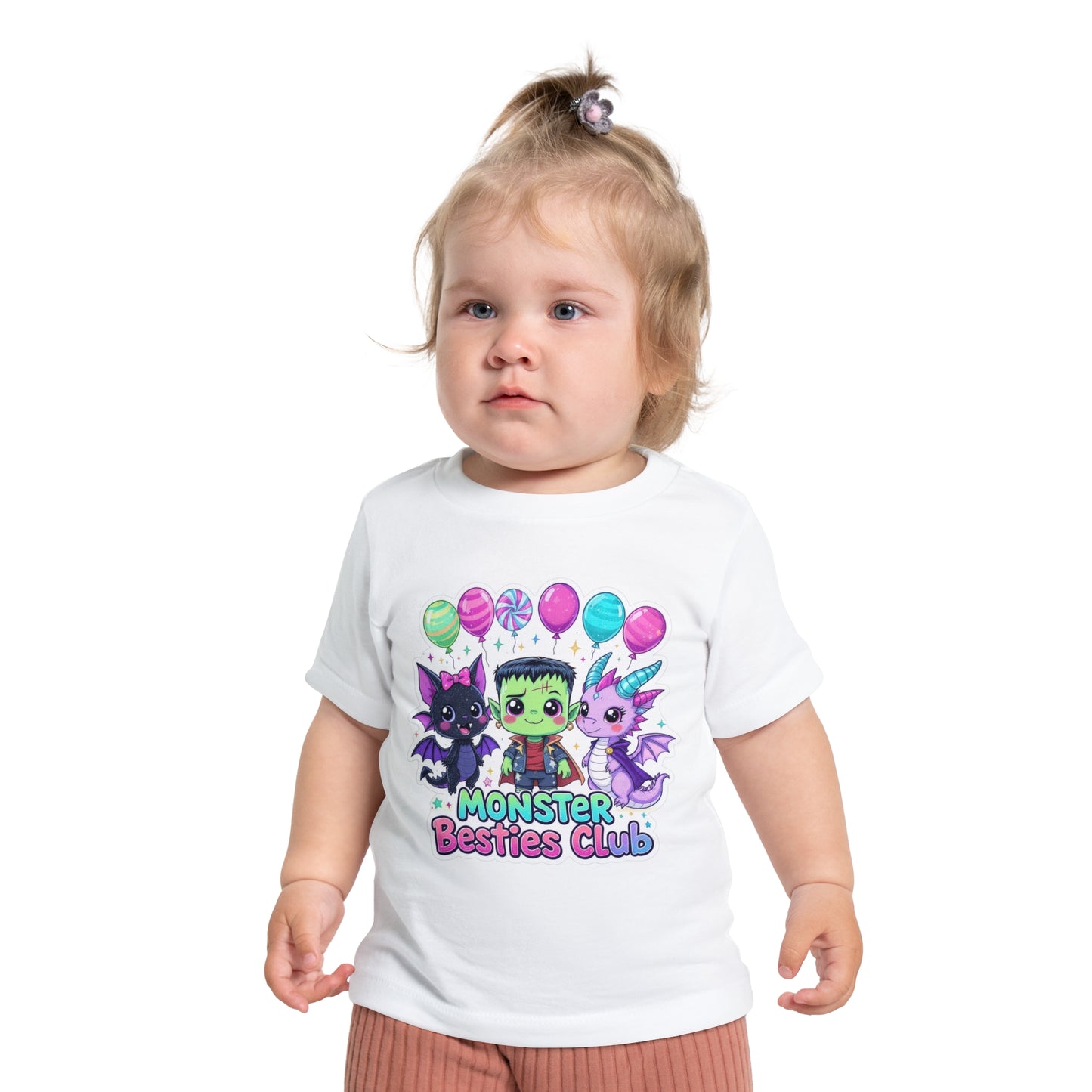 Adorable Monster Besties Club Baby T-Shirt, Cute Kids Tee, Birthday Gift, Halloween Outfit, Playful Apparel