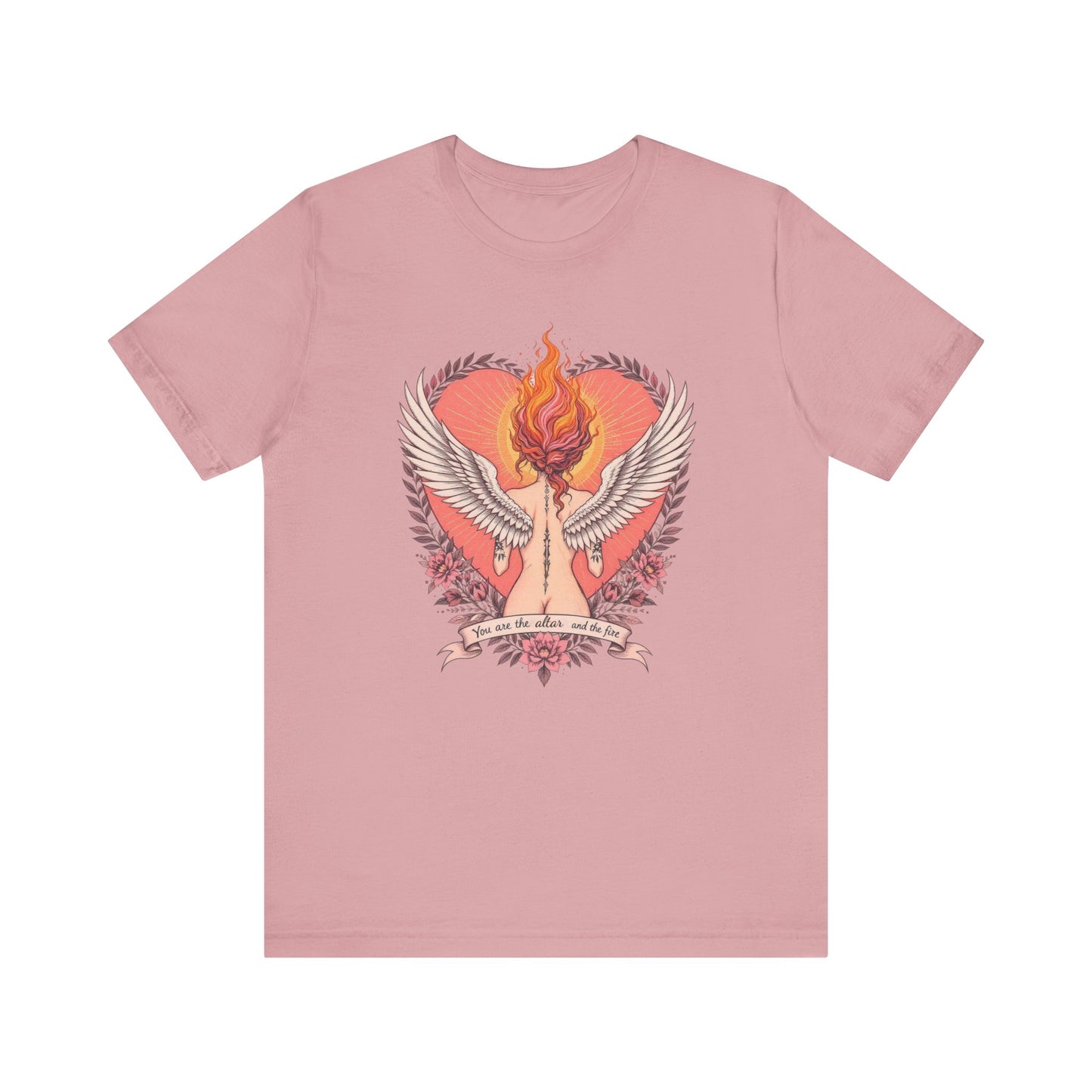 Phoenix Heart Graphic Tee, Flame Wings Shirt, Unisex T-Shirt for Couples, Creative Gift for Birthdays, Inspirational Apparel