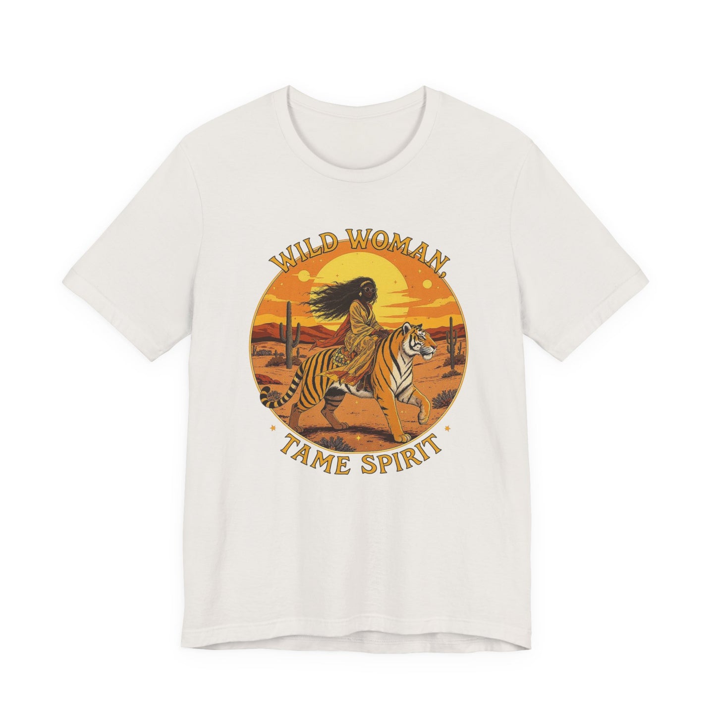 Wild Woman Tee, Unisex Jersey T-Shirt, Boho Graphic Tee, Casual Wear, Vintage Tiger Shirt, Gift for Nature Lovers