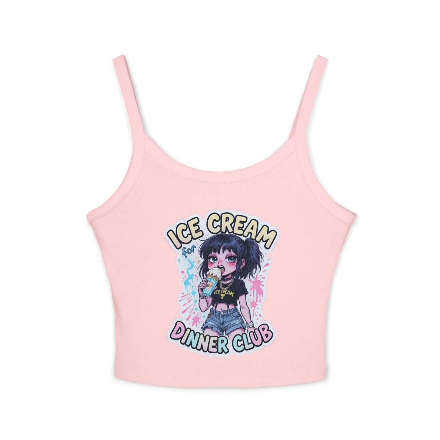 Ice Cream Dinner Club Women's Spaghetti Strap Tank Top, Cute Summer Top, Festival Outfit, Gift for Her, Ice Cream Lover's Apparel