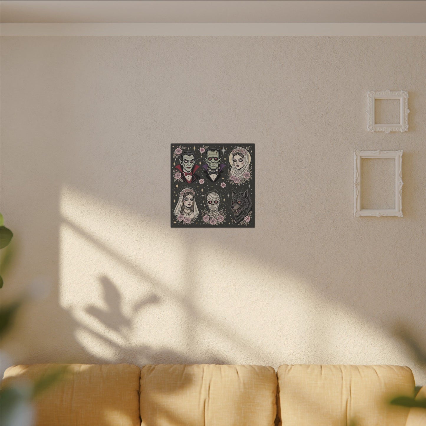 Gothic Horror Art Canvas Print, Wall Decor, Halloween Decoration, Spooky Home Art, Vampire and Monster Wall Art