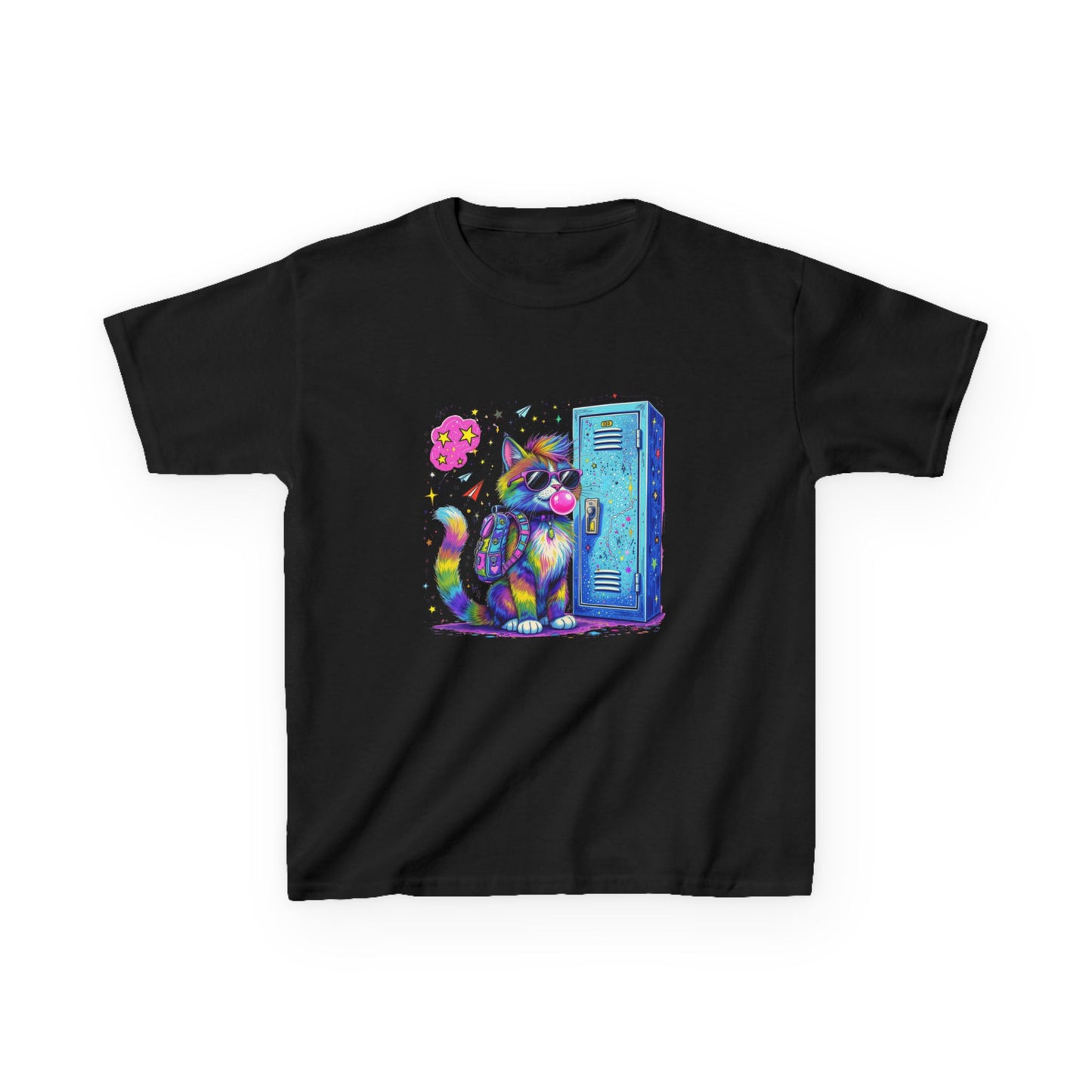 Cool Kat Kids Back-to-School Tee, Children's T-Shirt, Cat Graphic Tee, School Fashion, Kids Gift, Trendy Youth Apparel