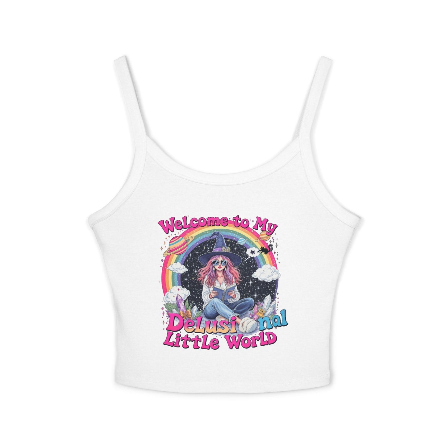 Welcome to My Delusional Little World Spaghetti Strap Tank Top, Fun Summer Top, Festival Outfit, Boho Clothing, Gift for Dreamers