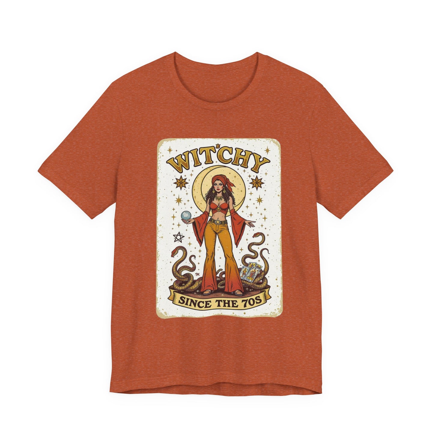 Witchy Graphic Tee, Unisex Vintage Shirt, 70s Inspired Apparel, Perfect Gift for Witch Lovers, Casual Summer Wear, Halloween Outfit