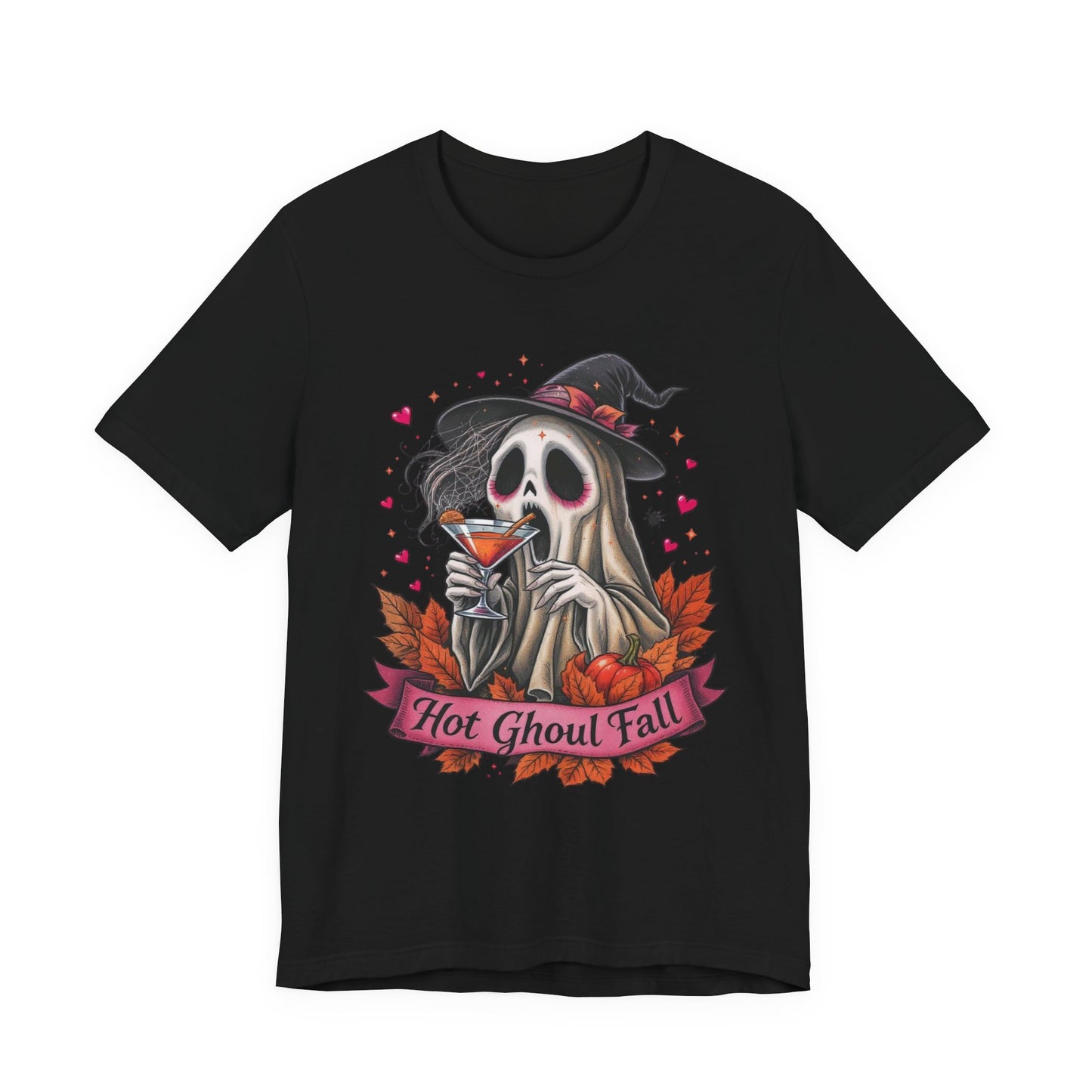 Hot Ghoul Fall Ghost Pumpkin Spice Unisex Tee, Halloween Shirt, Autumn Graphic T-Shirt, Spooky Season Top, October Apparel