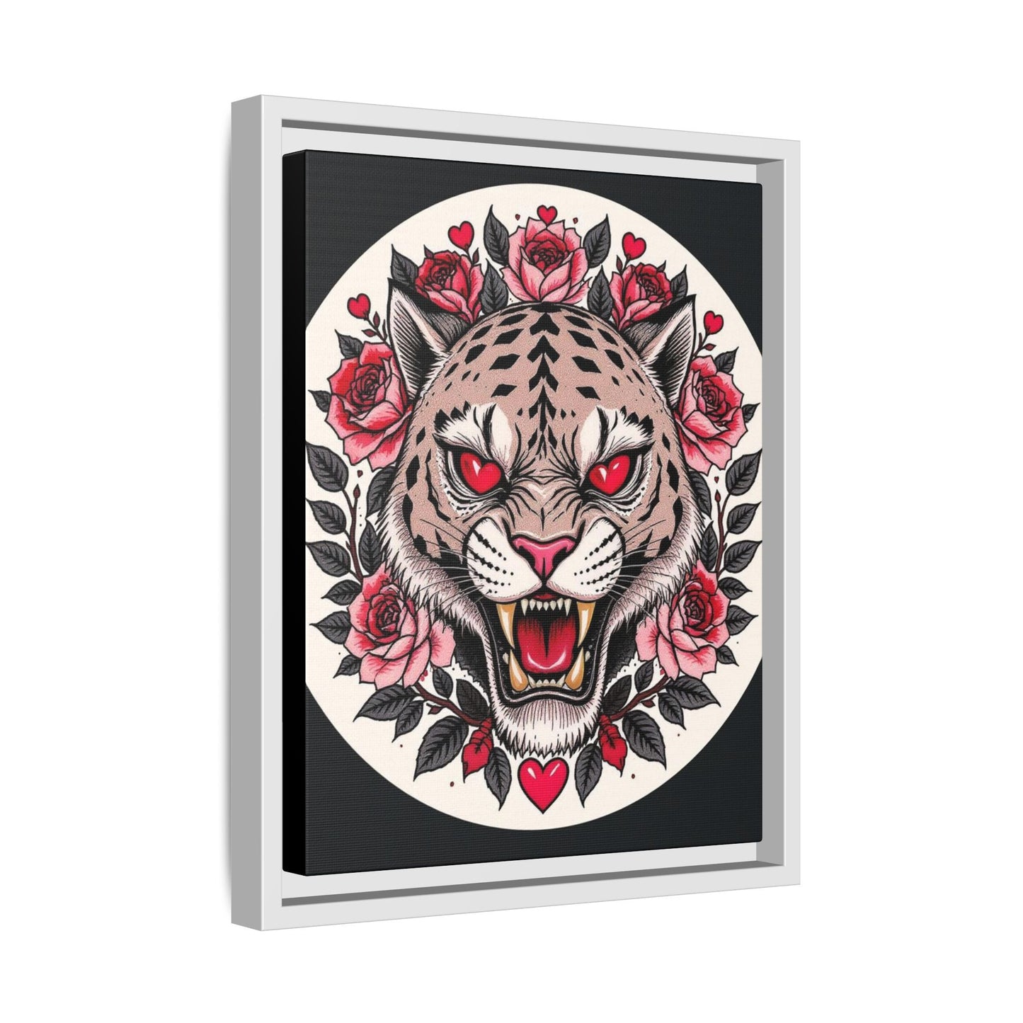 Framed Art Print: Fierce Tiger Portrait, Wall Decor, Tattoo Art, Animal Print, Gift for Nature Lovers