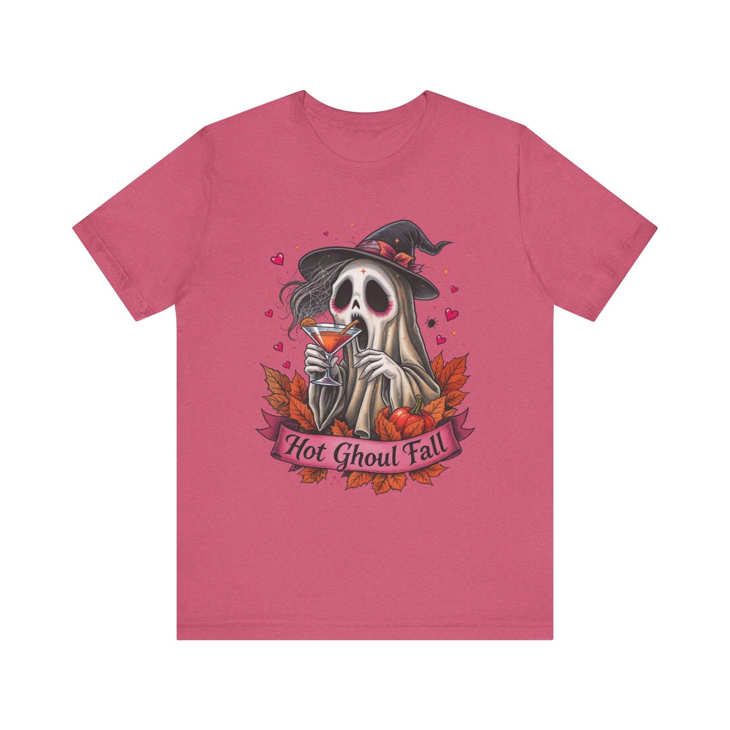 Hot Ghoul Fall Ghost Pumpkin Spice Unisex Tee, Halloween Shirt, Autumn Graphic T-Shirt, Spooky Season Top, October Apparel