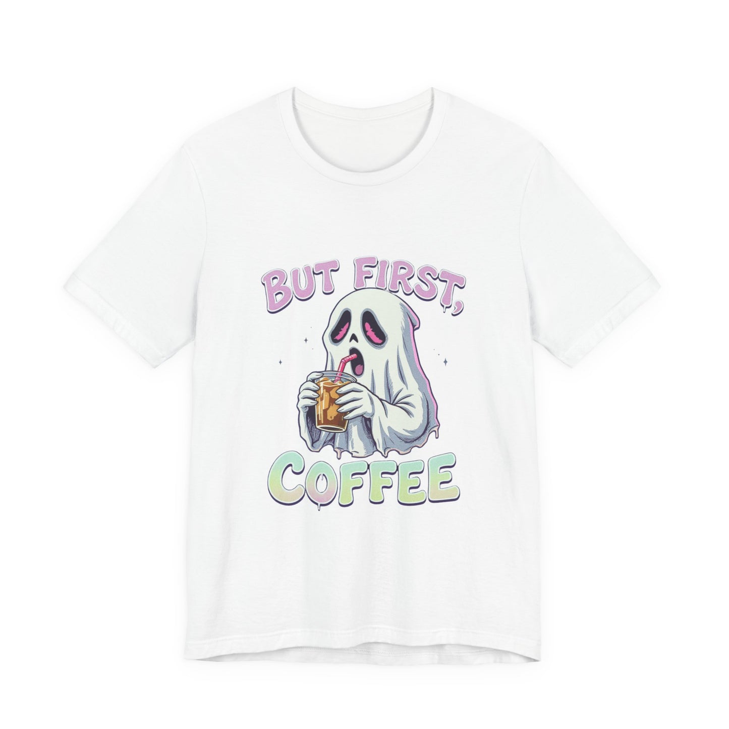 Spooky Coffee Lover Tee, Funny Graphic T-Shirt, Halloween Outfit, Gift for Coffee Lovers, Cute Ghost Design