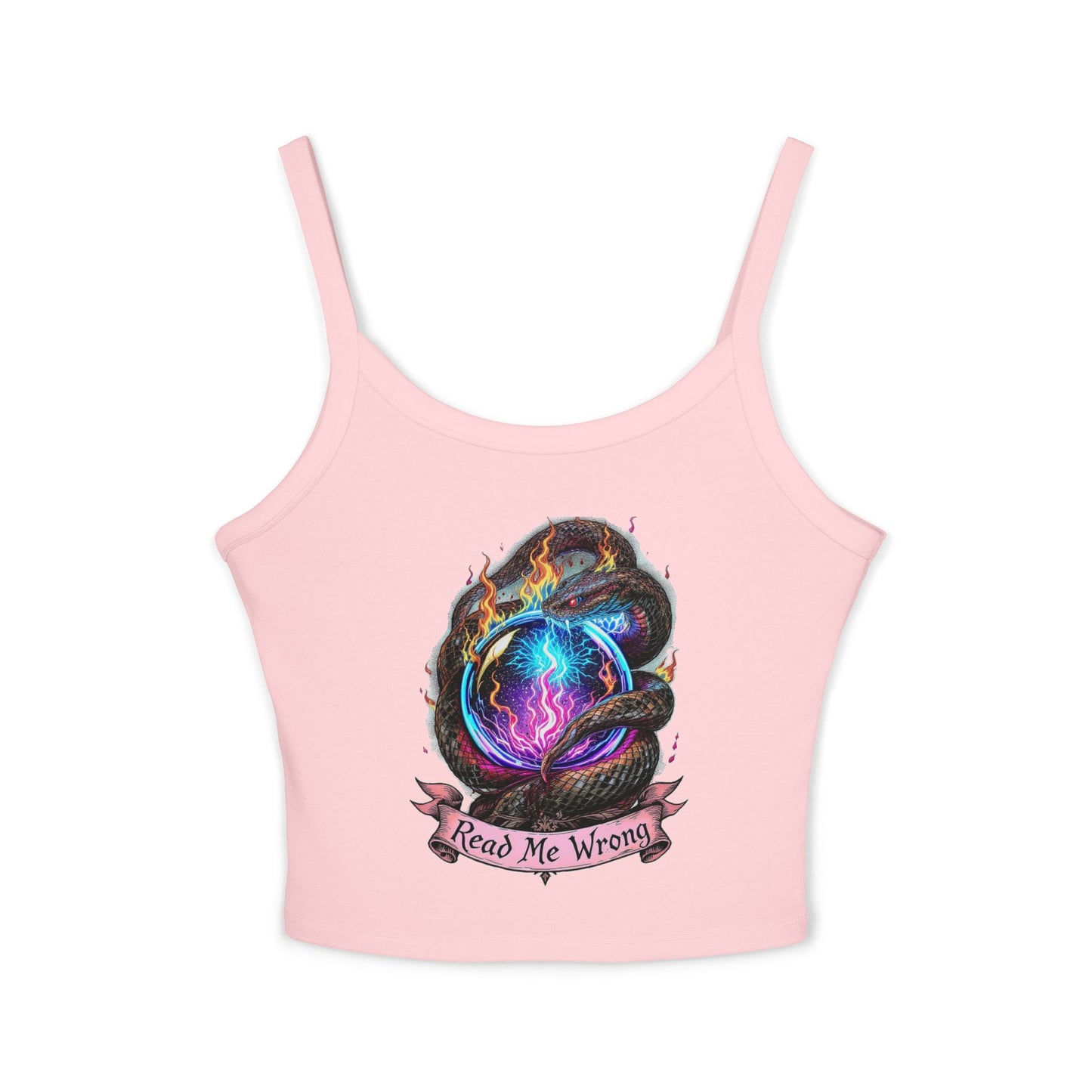 Mystical Read Me Wrong Spaghetti Strap Tank Top, Bohemian Women's Top, Summer Wear, Festival Fashion, Trendy Crop Top