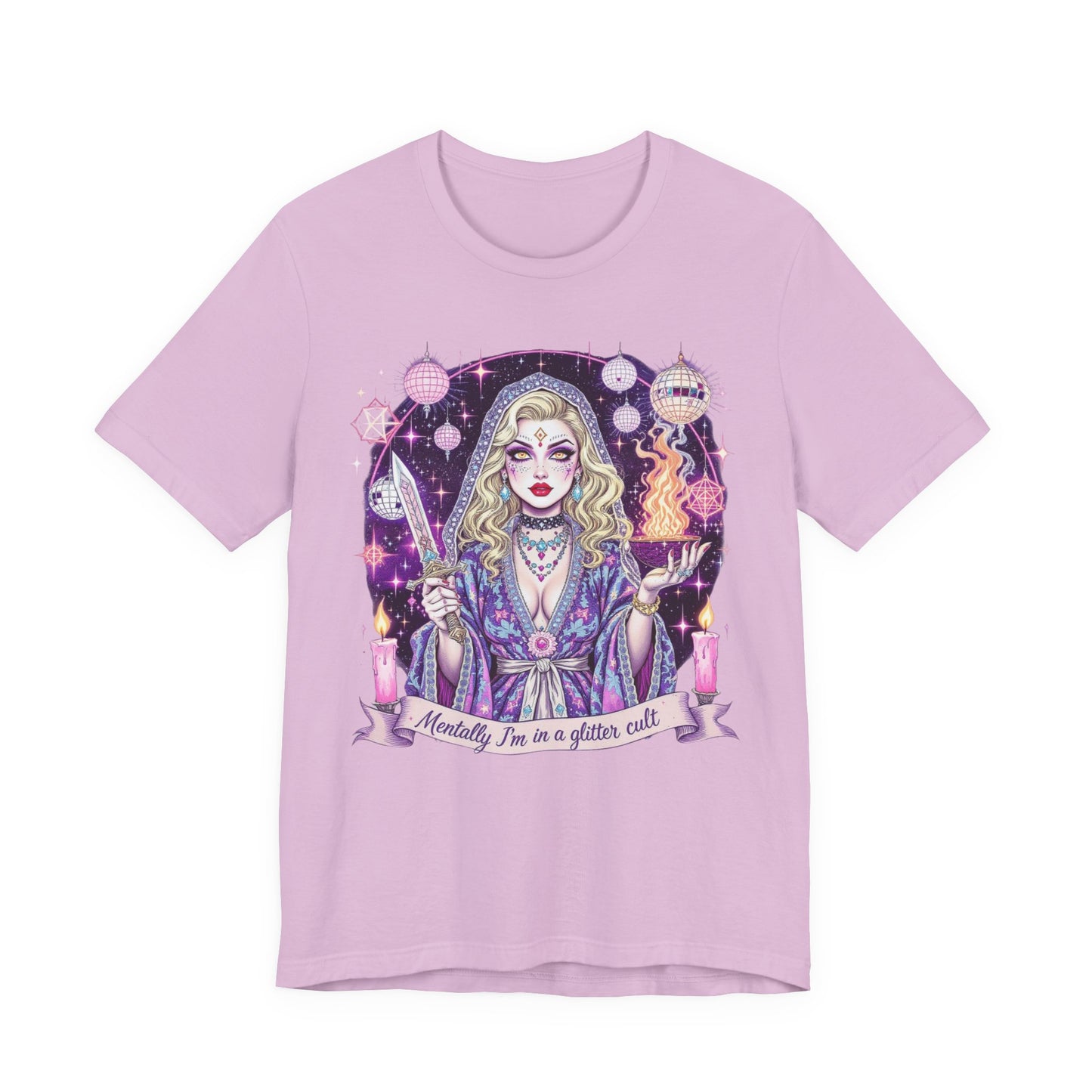 Mystical Graphic Tee - "Mentally I'm in a Glitter Cult" T-shirt, Witchy Apparel, Gift for Magic Lovers, Aesthetic Cute Tee, Casual Outfit