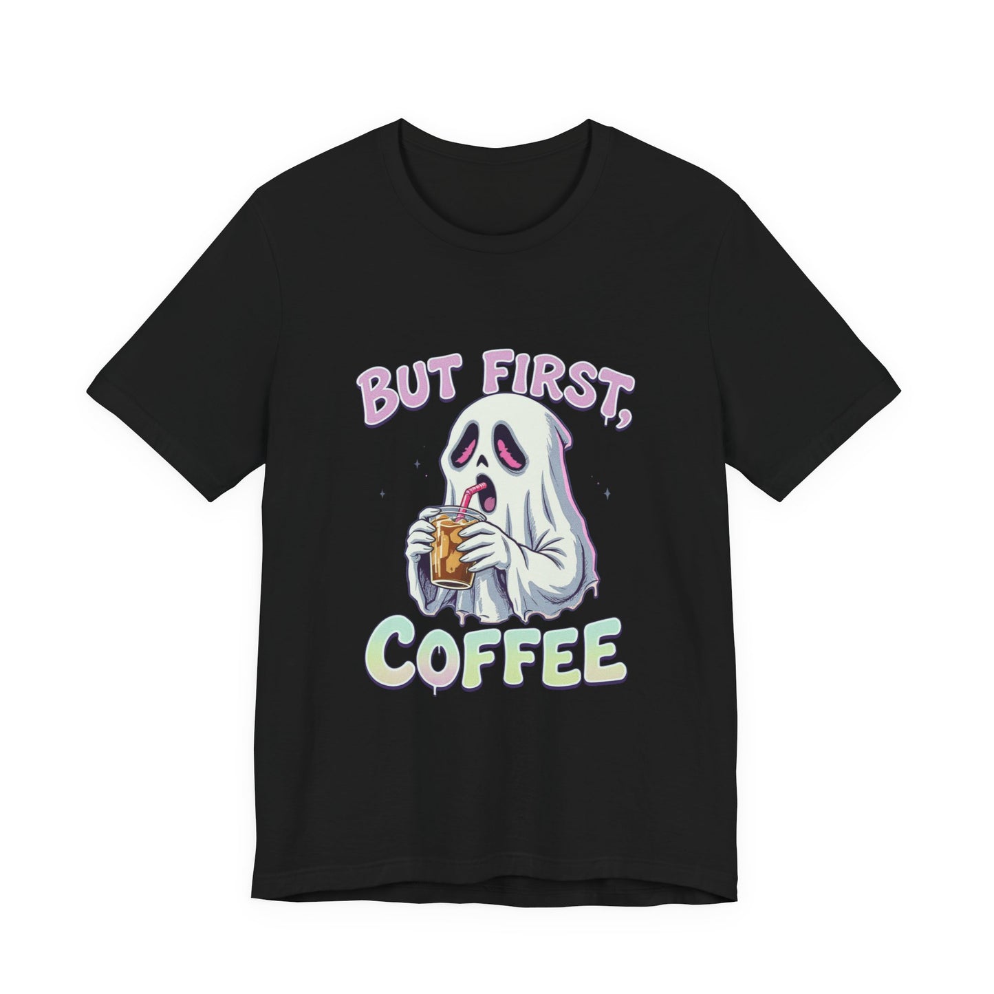 Spooky Coffee Lover Tee, Funny Graphic T-Shirt, Halloween Outfit, Gift for Coffee Lovers, Cute Ghost Design