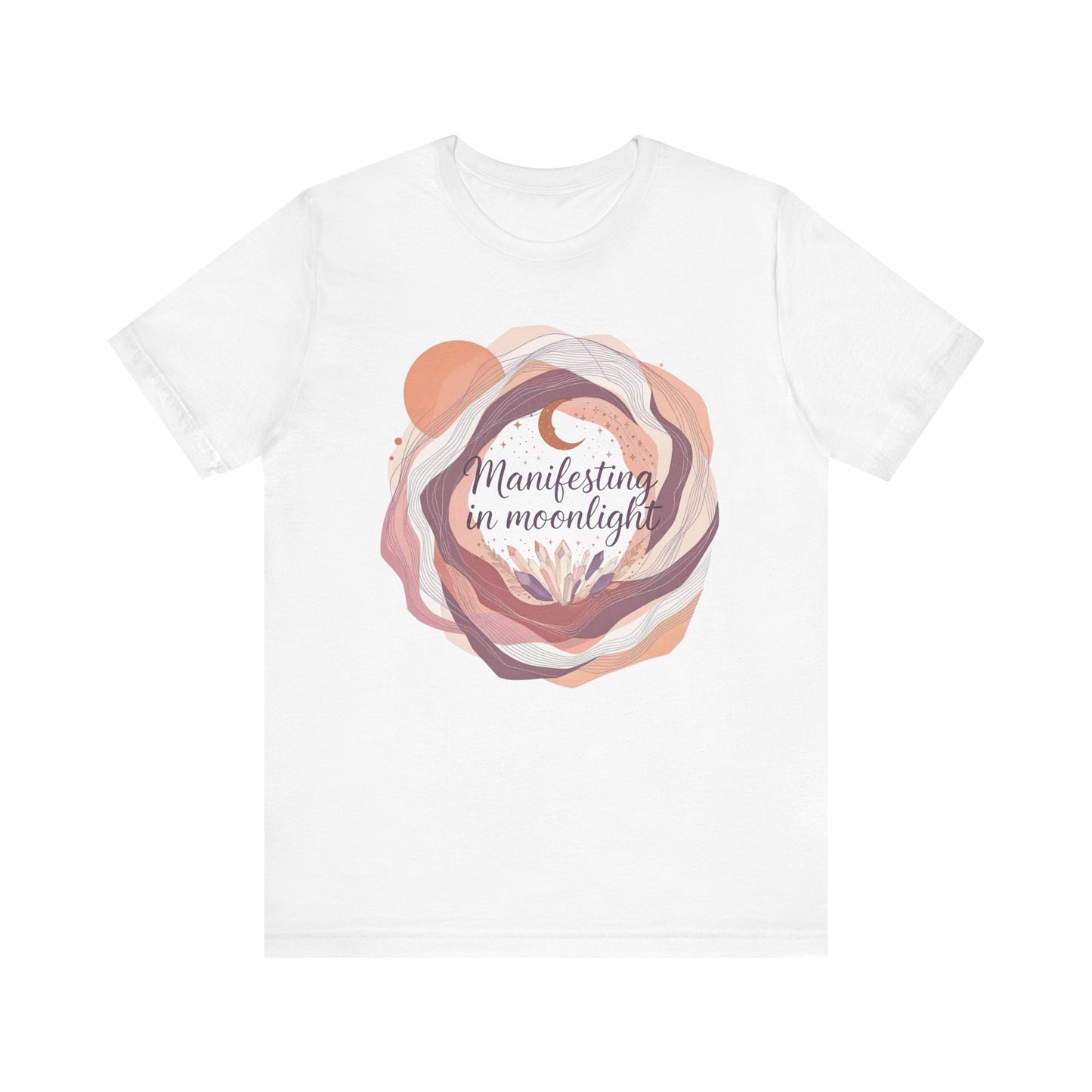 Manifesting in Moonlight Tee, Unisex Jersey Shirt, Boho Aesthetic T-Shirt, Gift for Spiritual Seekers, Moon Lovers Apparel, Affirmation Top