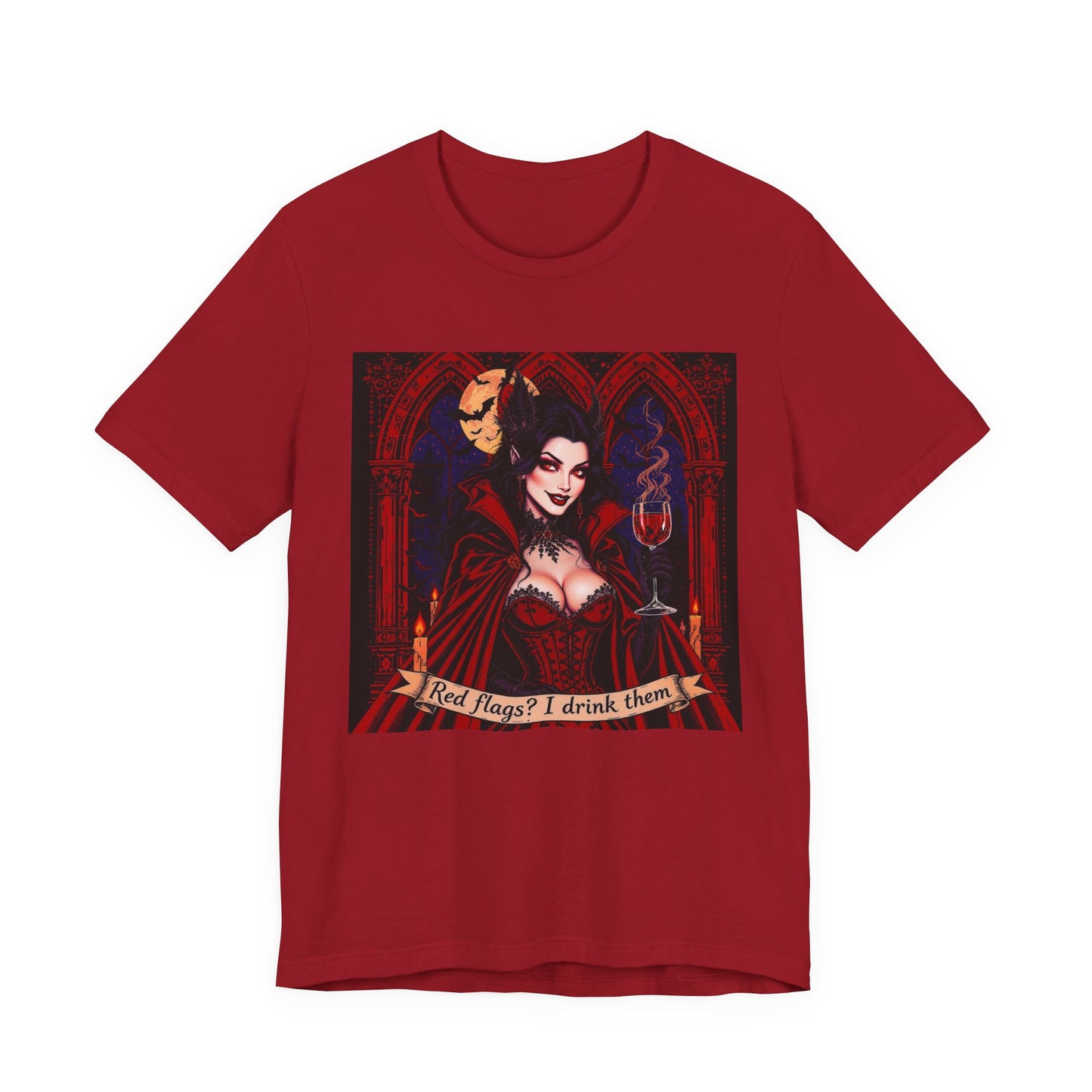 Gothic Red Flags Tee, Spooky T-Shirt, Funny Vampire Shirt, Unisex Halloween Apparel, Alternative Fashion Top