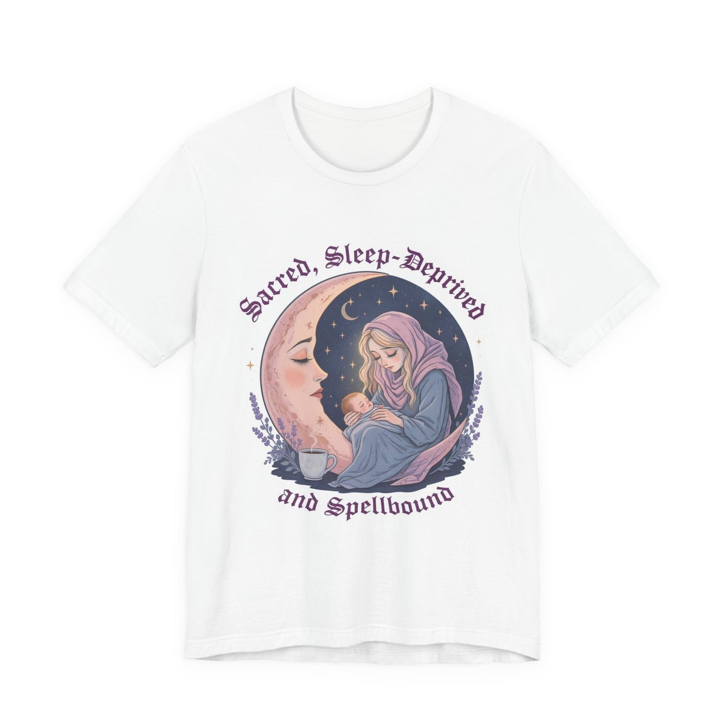 Mystical Moon Tee - Sacred Sleep-Deprived and Spellbound Design, Witchy Apparel, Casual Wear, Gift for Her, Spiritual Shirt