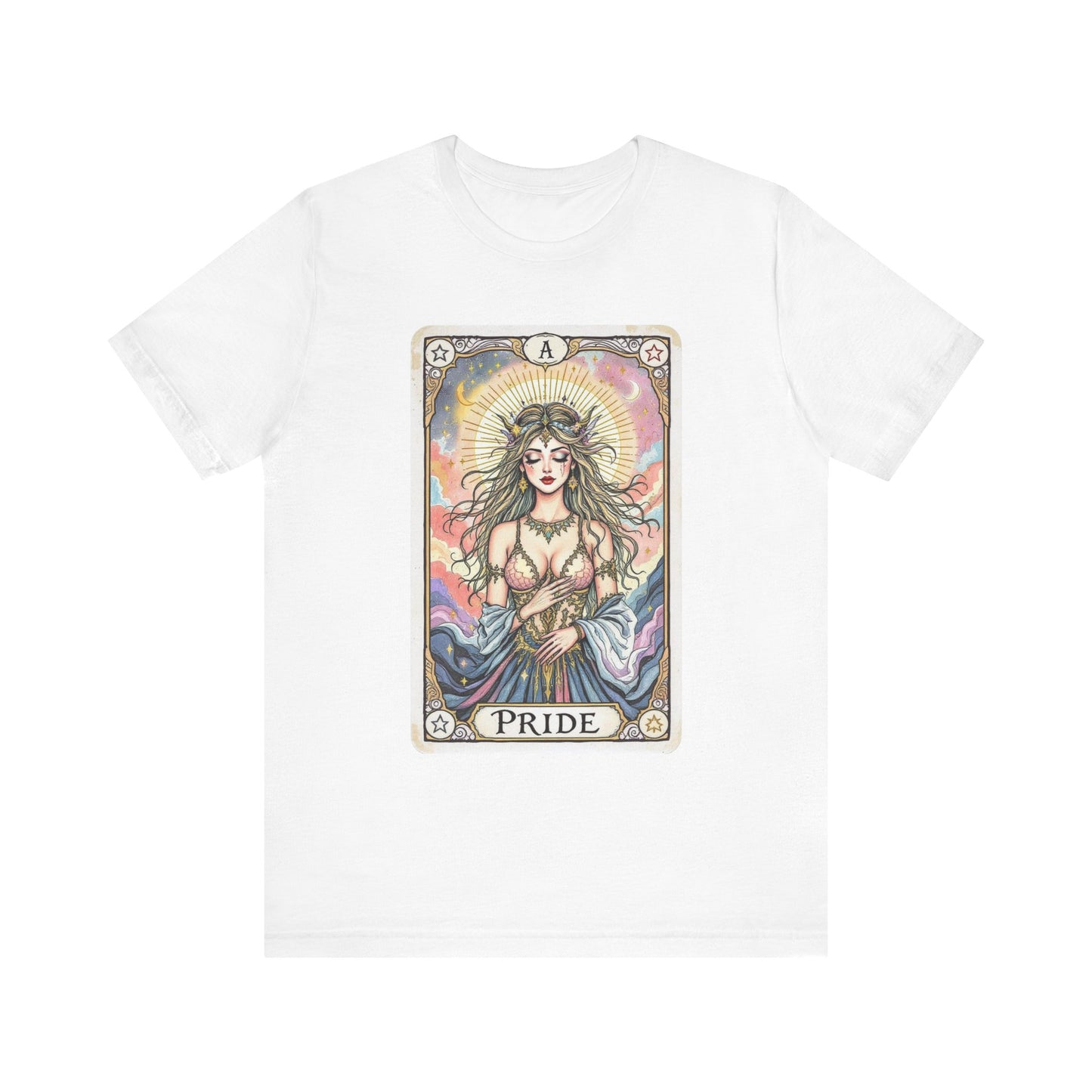 Pride Tarot Card Tee, Unisex Short Sleeve Shirt, Boho Fashion Top, Spiritual Gift, Birthday Gift, Tarot Enthusiast Wear