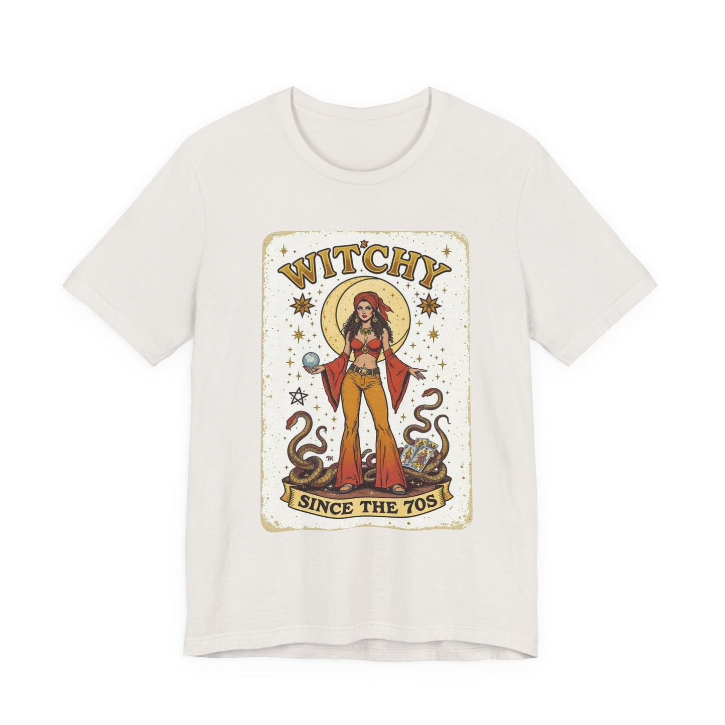 Witchy Graphic Tee, Unisex Vintage Shirt, 70s Inspired Apparel, Perfect Gift for Witch Lovers, Casual Summer Wear, Halloween Outfit