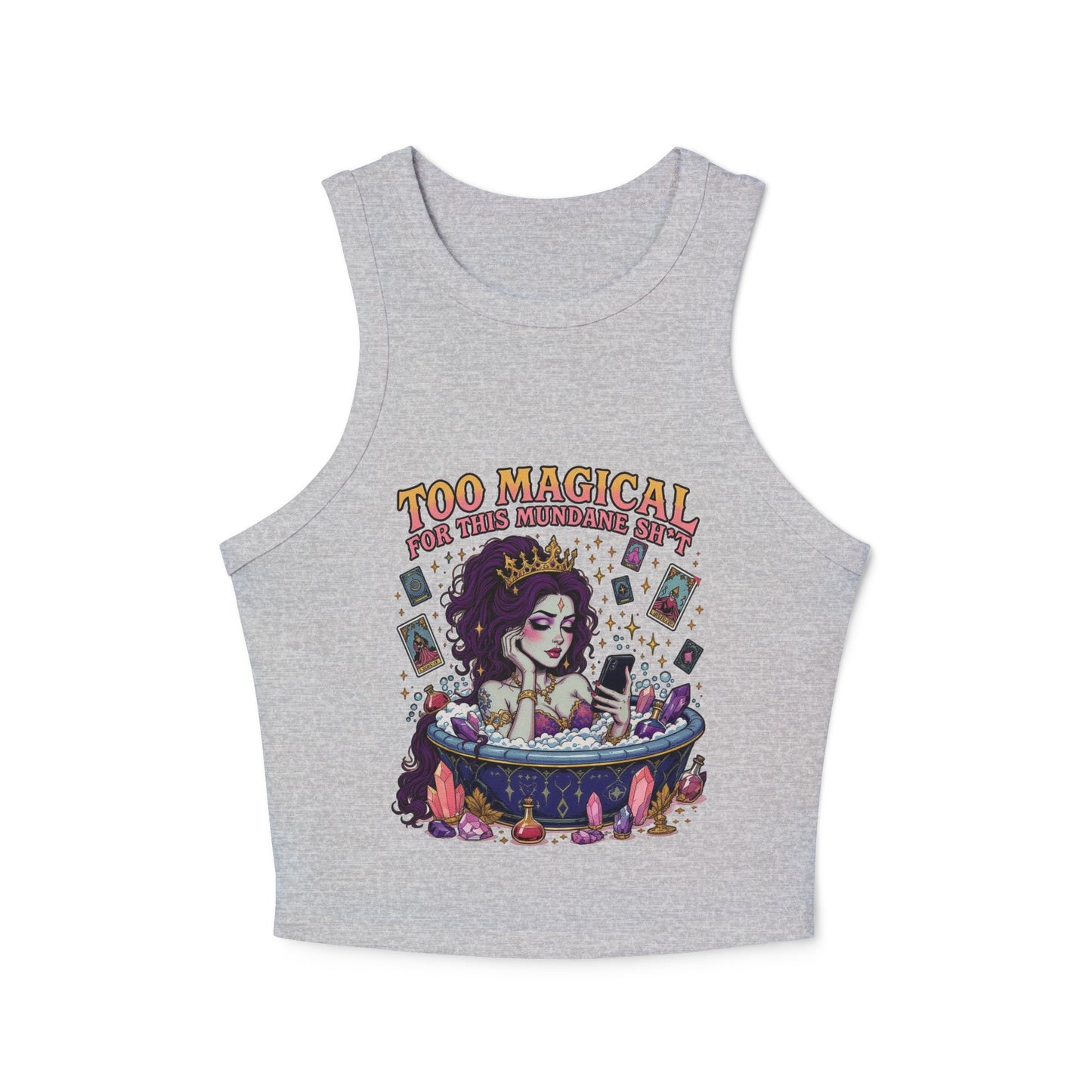 Too Magical Women's Micro Rib Racer Tank Top, Crop Top, Summer Fashion, Festival Wear, Casual Outfit, Witchy Style