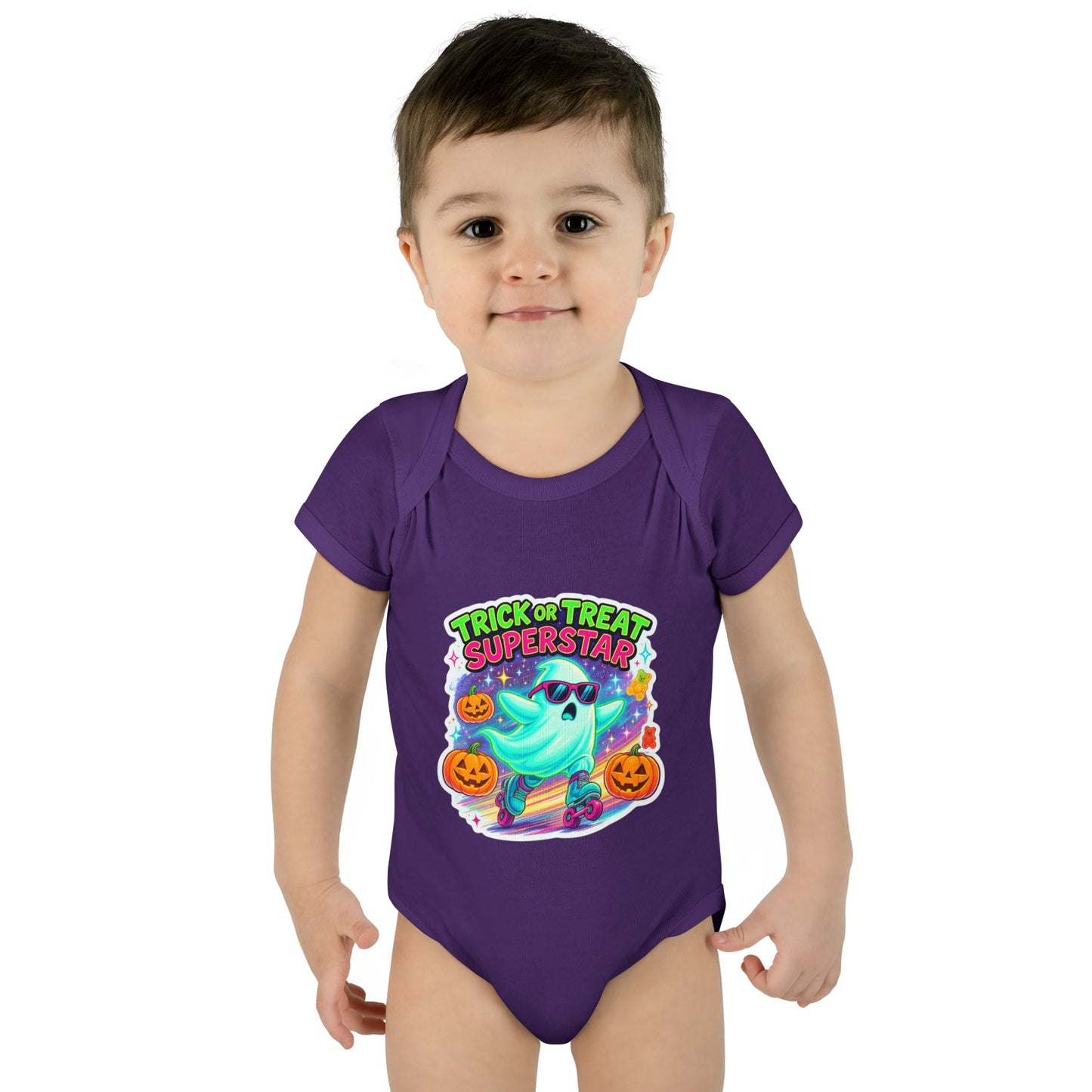 Trick or Treat Ghost Baby Bodysuit, Halloween Infant Onesie, Cute Baby Costume, Halloween Gift, Baby Superhero Outfit
