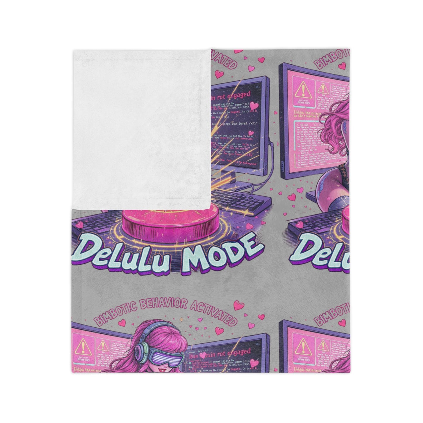 Delulu Mode Velveteen Microfiber Blanket, Cozy Throw, Fun Gift for Gamers, Home Decor, Soft Blanket for Movie Nights