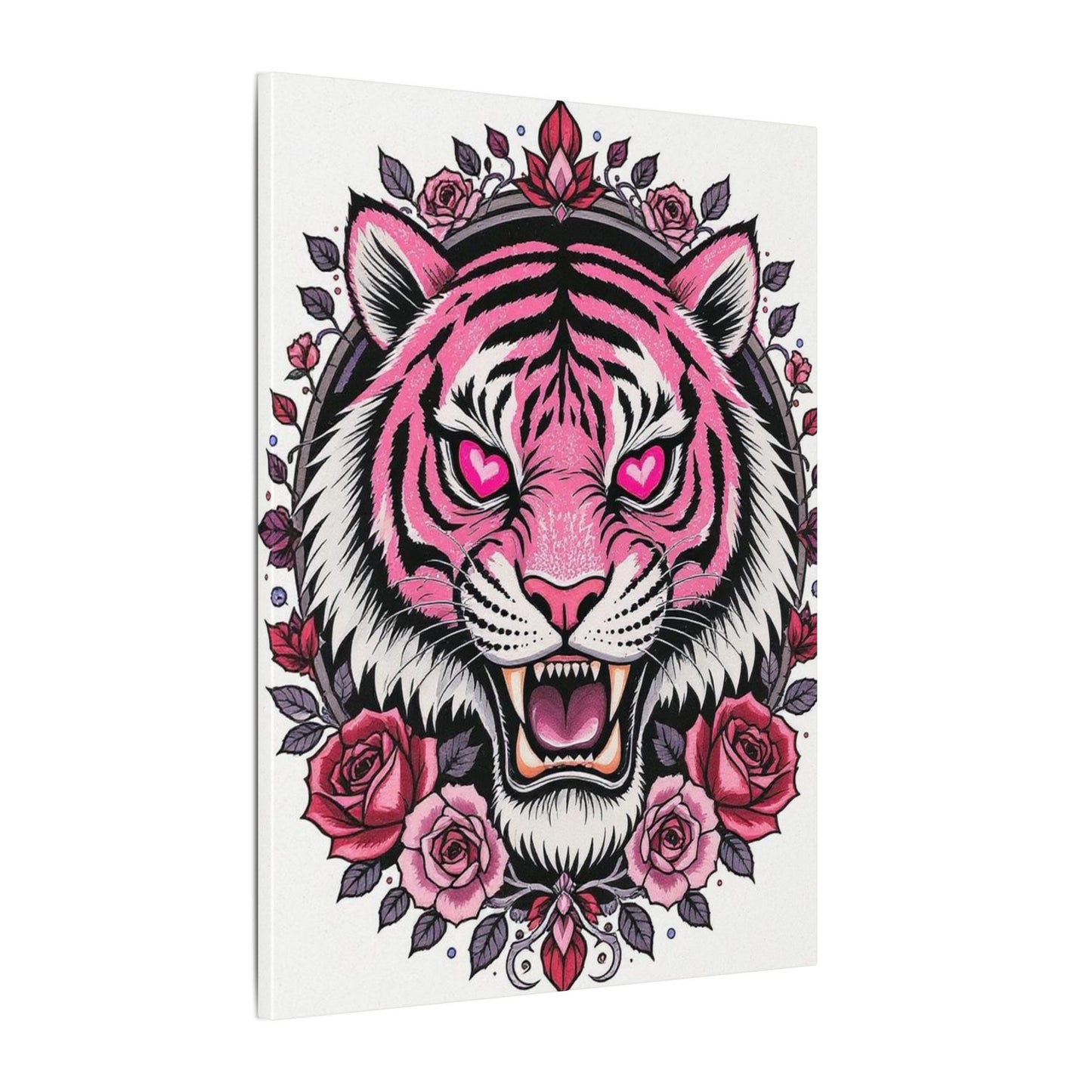 Pink Tiger Canvas Art Print - Bold Wall Decor, Living Room Artwork, Unique Home Decor, Gift for Animal Lovers, Boho Style Wall Art