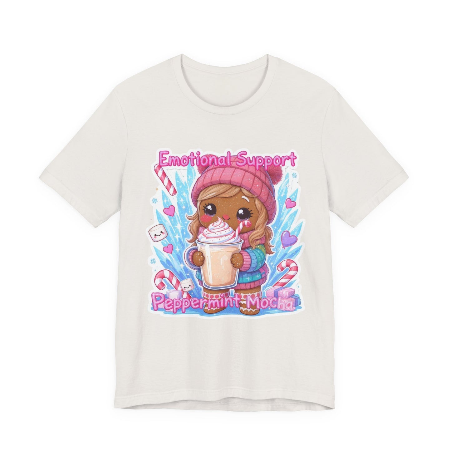 Cute Emotional Support Peppermint Mocha Tee, Funny Christmas Gift, Holiday Party Shirt, Kawaii Cute T-Shirt, Winter Vibes Clothing