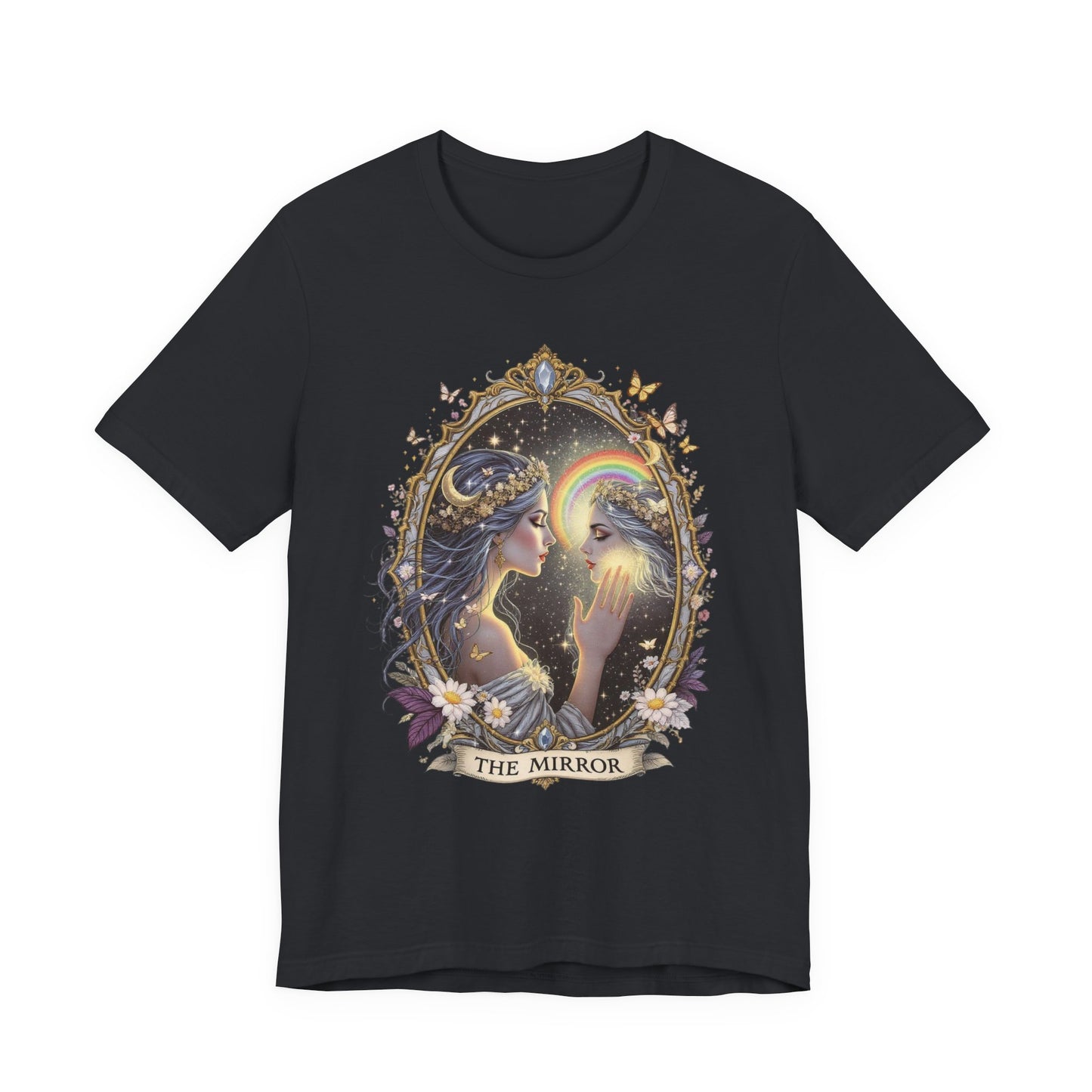 Enchanting Mirror Graphic Tee for Dreamers, Boho T-shirt, Magical Vibes, Gift for Her, Self-Discovery Top, Pride T-Shirt