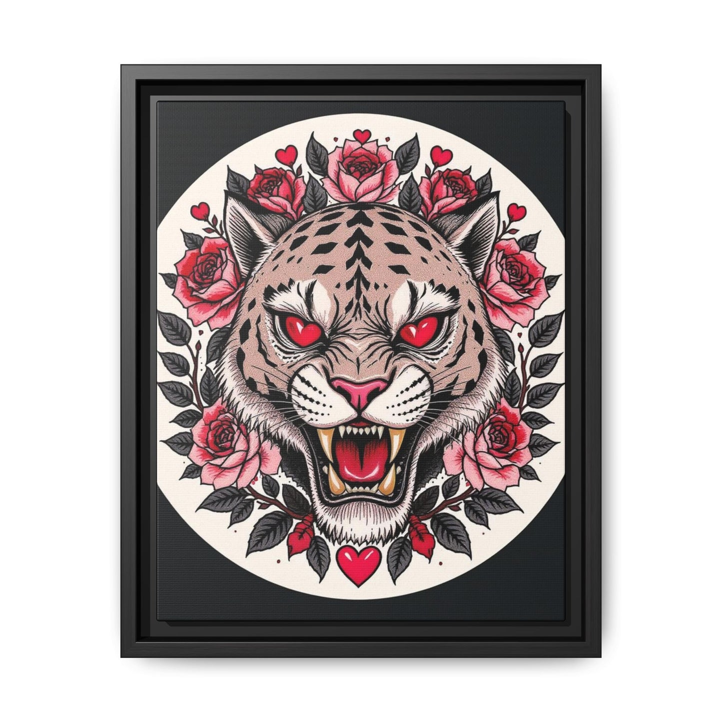 Framed Art Print: Fierce Tiger Portrait, Wall Decor, Tattoo Art, Animal Print, Gift for Nature Lovers