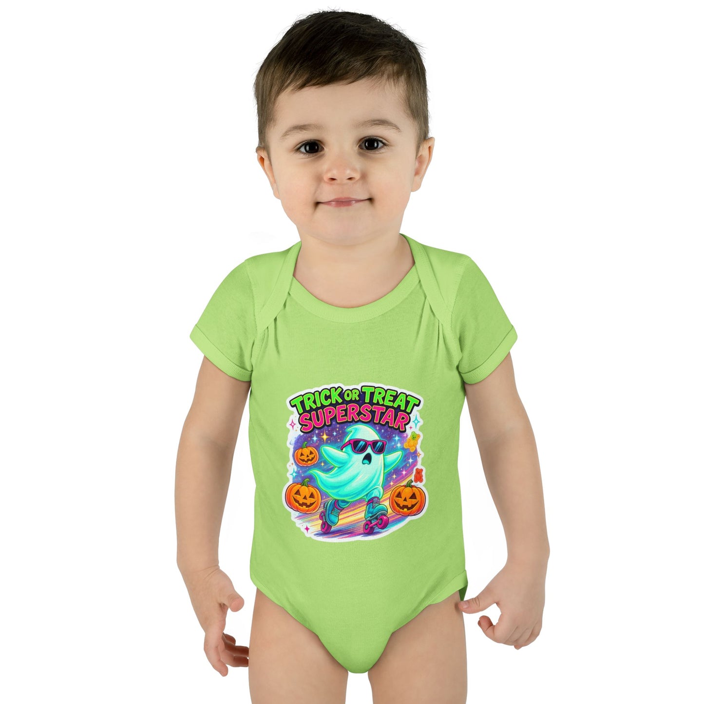 Trick or Treat Ghost Baby Bodysuit, Halloween Infant Onesie, Cute Baby Costume, Halloween Gift, Baby Superhero Outfit