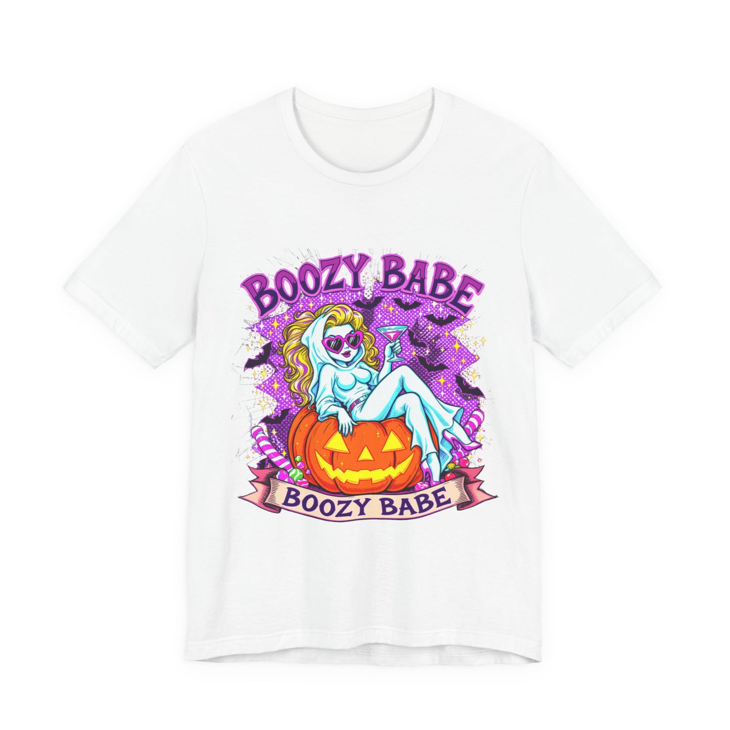 Boozy Babe Ghost T-Shirt, Halloween Shirt, Spooky Tee, Funny Ghost Top, Halloween Party Costume