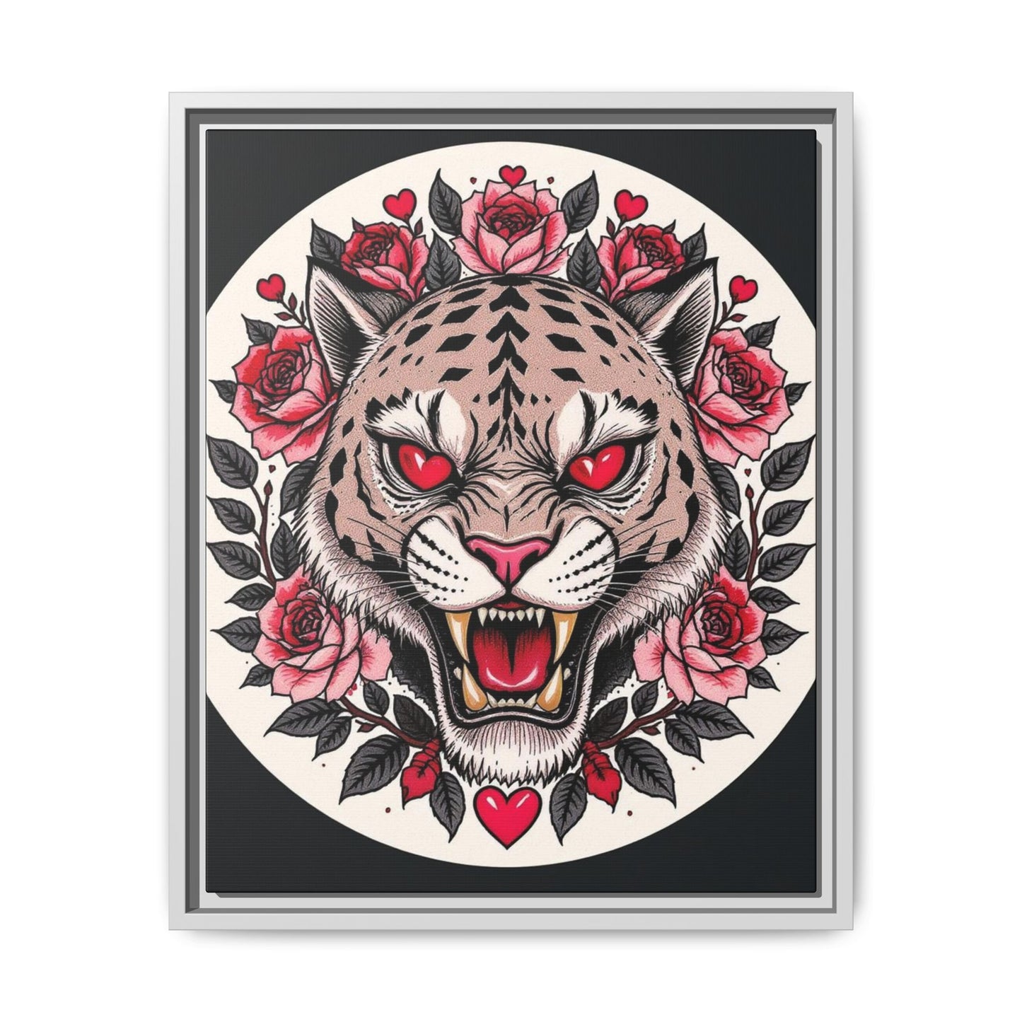 Framed Art Print: Fierce Tiger Portrait, Wall Decor, Tattoo Art, Animal Print, Gift for Nature Lovers