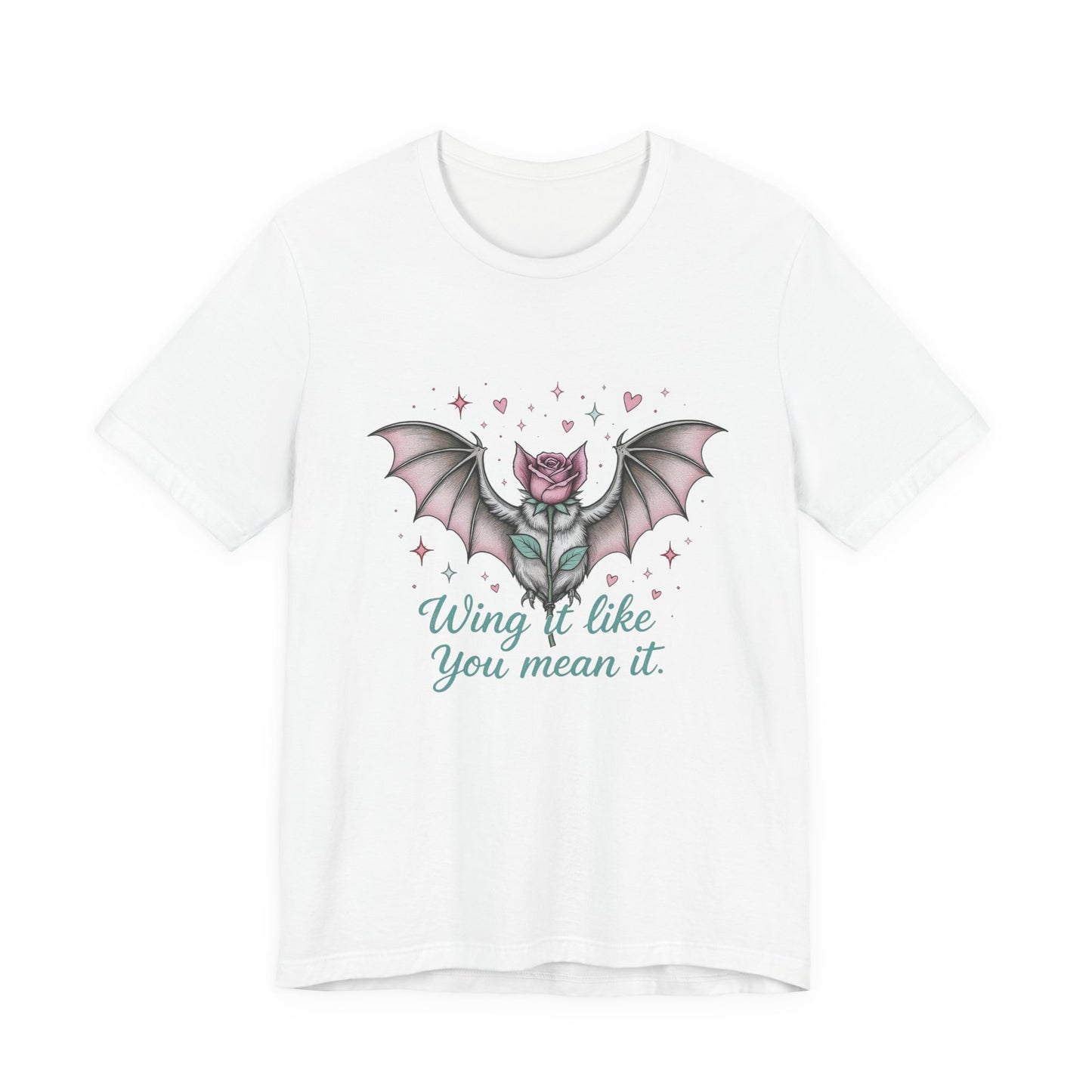 Gothic Floral Graphic Tee - Wing It Like You Mean It, Unisex T-Shirt, Alternative Fashion, Gothic Style, Gift for Her
