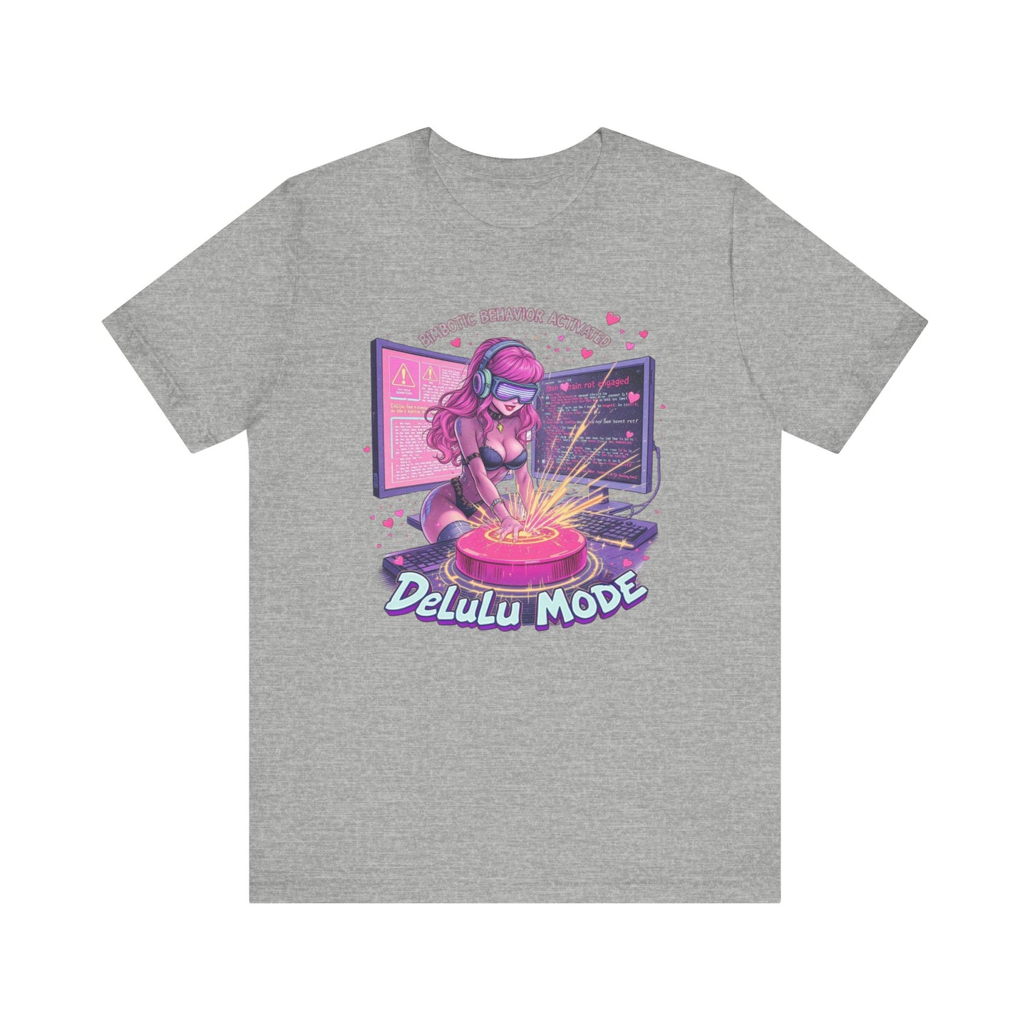 Delulu Mode Graphic Tee, Fun Tech Fashion T-Shirt, Gamer Outfit, Creative Lifestyle Gift, Gamer Girl Short Sleeve Shirt