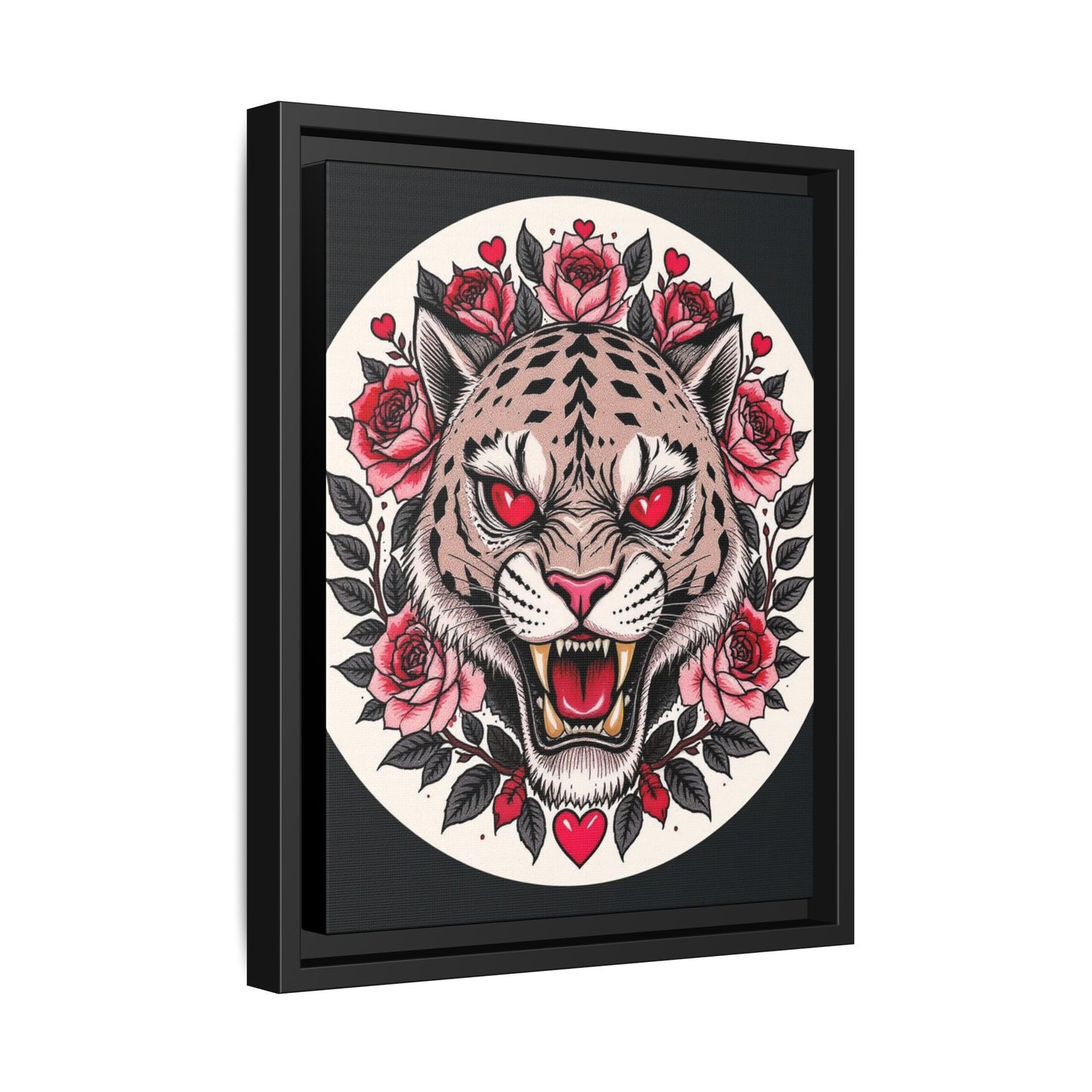 Framed Art Print: Fierce Tiger Portrait, Wall Decor, Tattoo Art, Animal Print, Gift for Nature Lovers