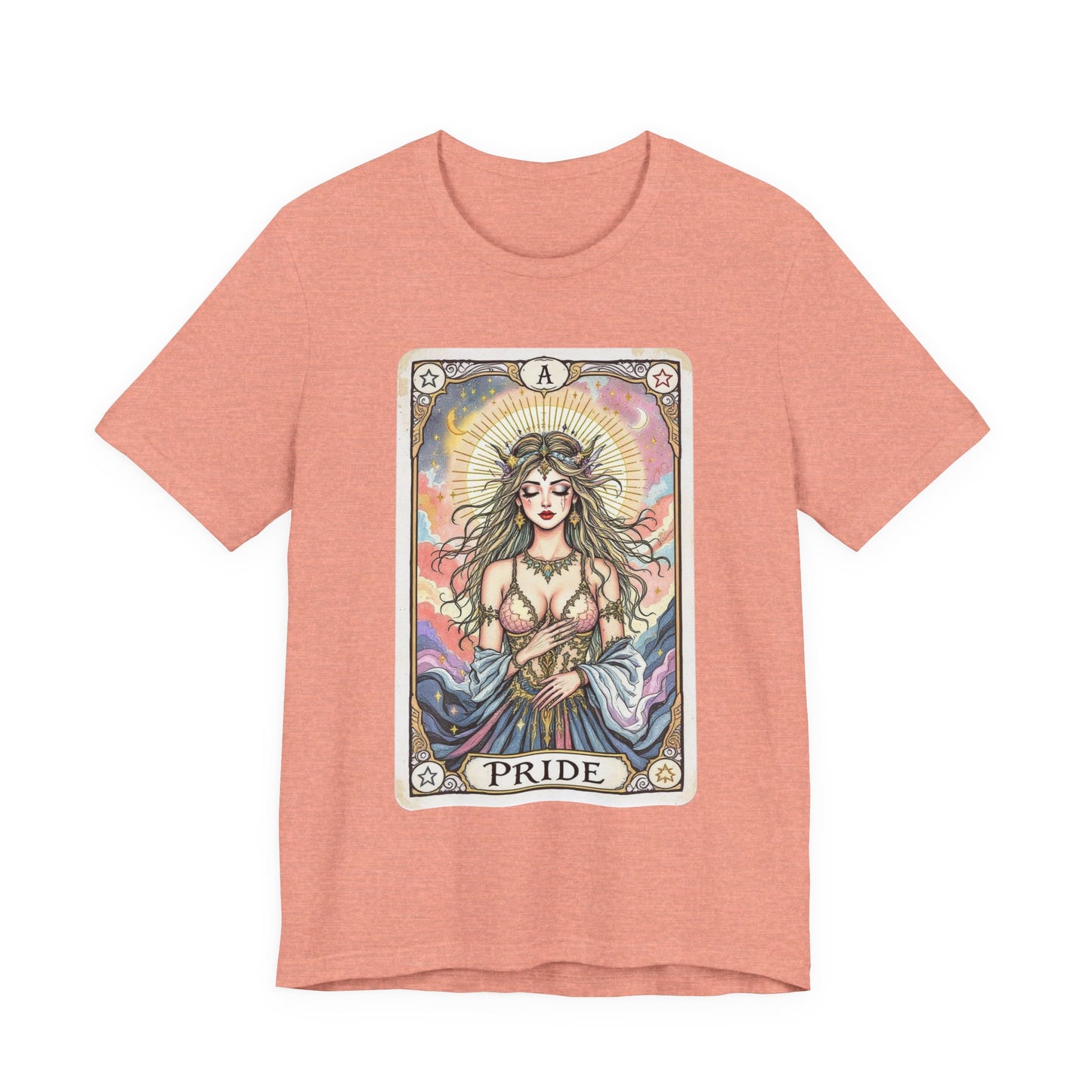 Pride Tarot Card Tee, Unisex Short Sleeve Shirt, Boho Fashion Top, Spiritual Gift, Birthday Gift, Tarot Enthusiast Wear