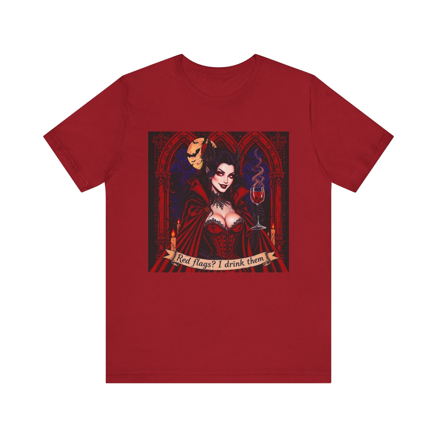 Gothic Red Flags Tee, Spooky T-Shirt, Funny Vampire Shirt, Unisex Halloween Apparel, Alternative Fashion Top