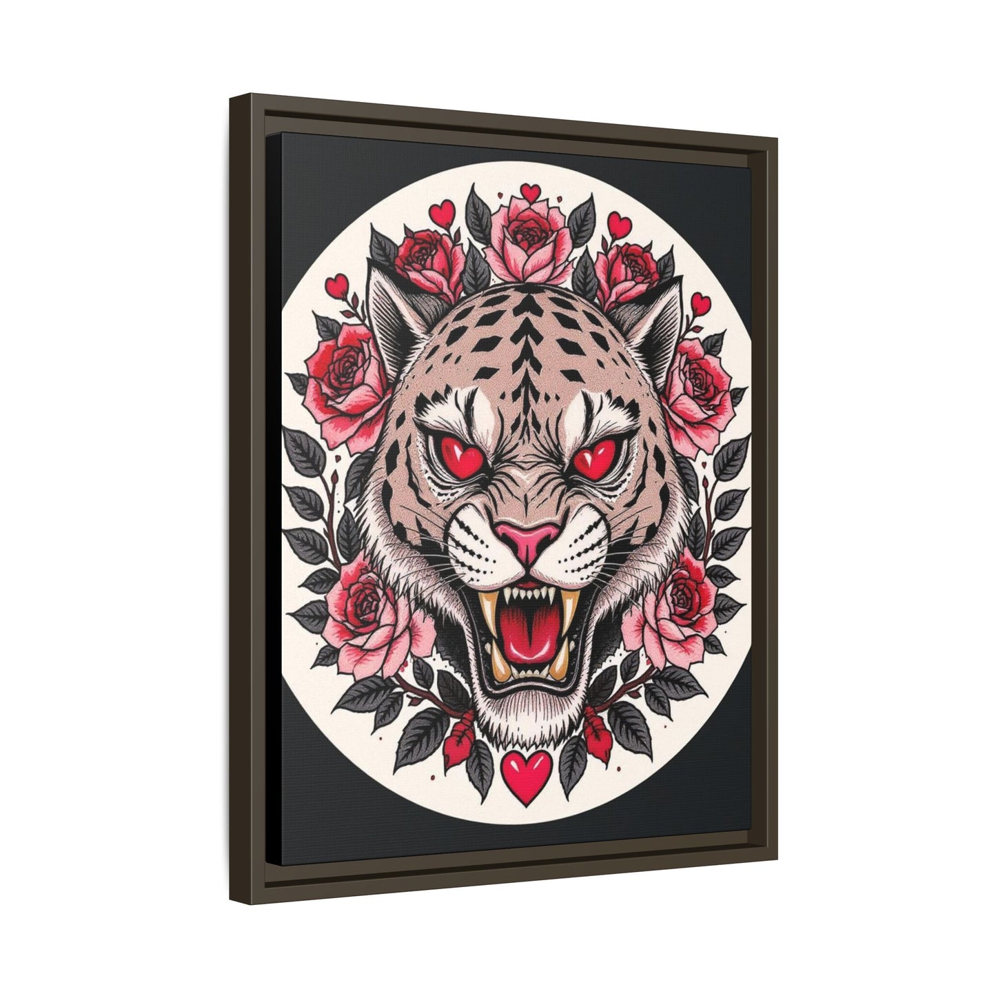 Framed Art Print: Fierce Tiger Portrait, Wall Decor, Tattoo Art, Animal Print, Gift for Nature Lovers