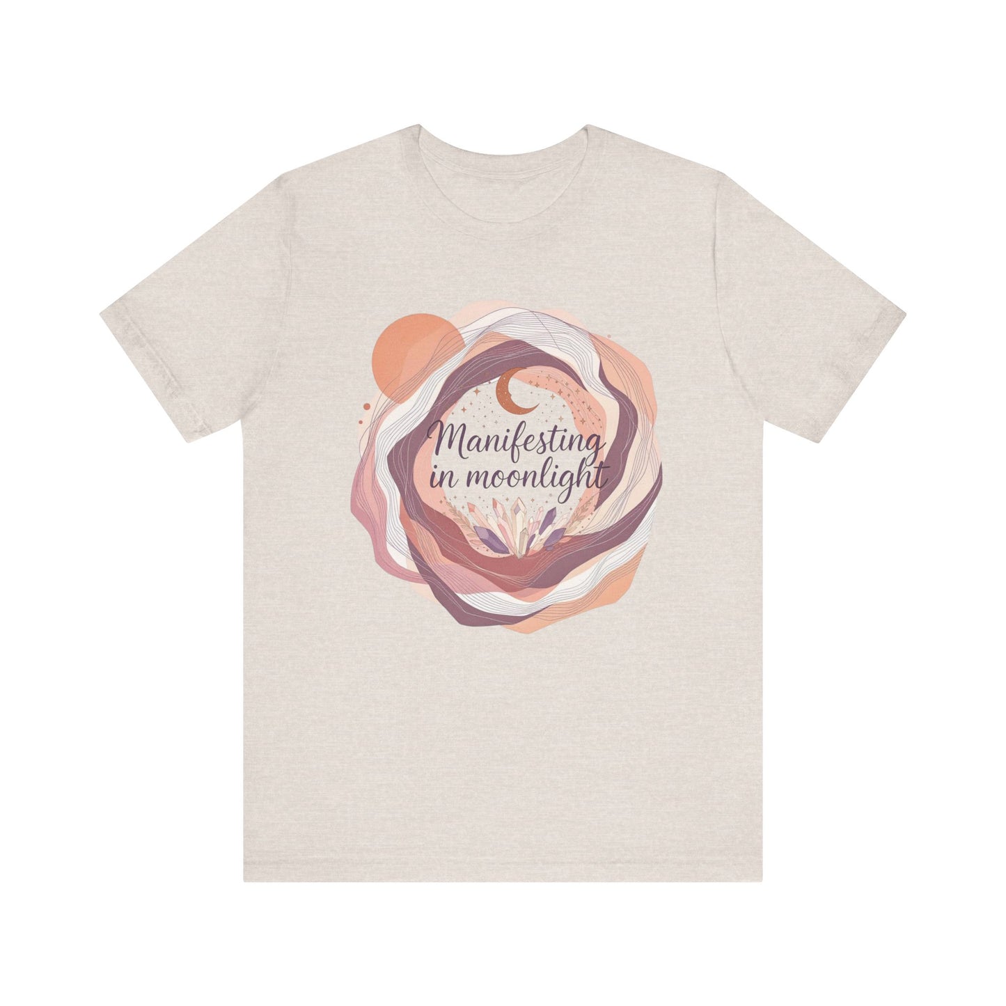 Manifesting in Moonlight Tee, Unisex Jersey Shirt, Boho Aesthetic T-Shirt, Gift for Spiritual Seekers, Moon Lovers Apparel, Affirmation Top