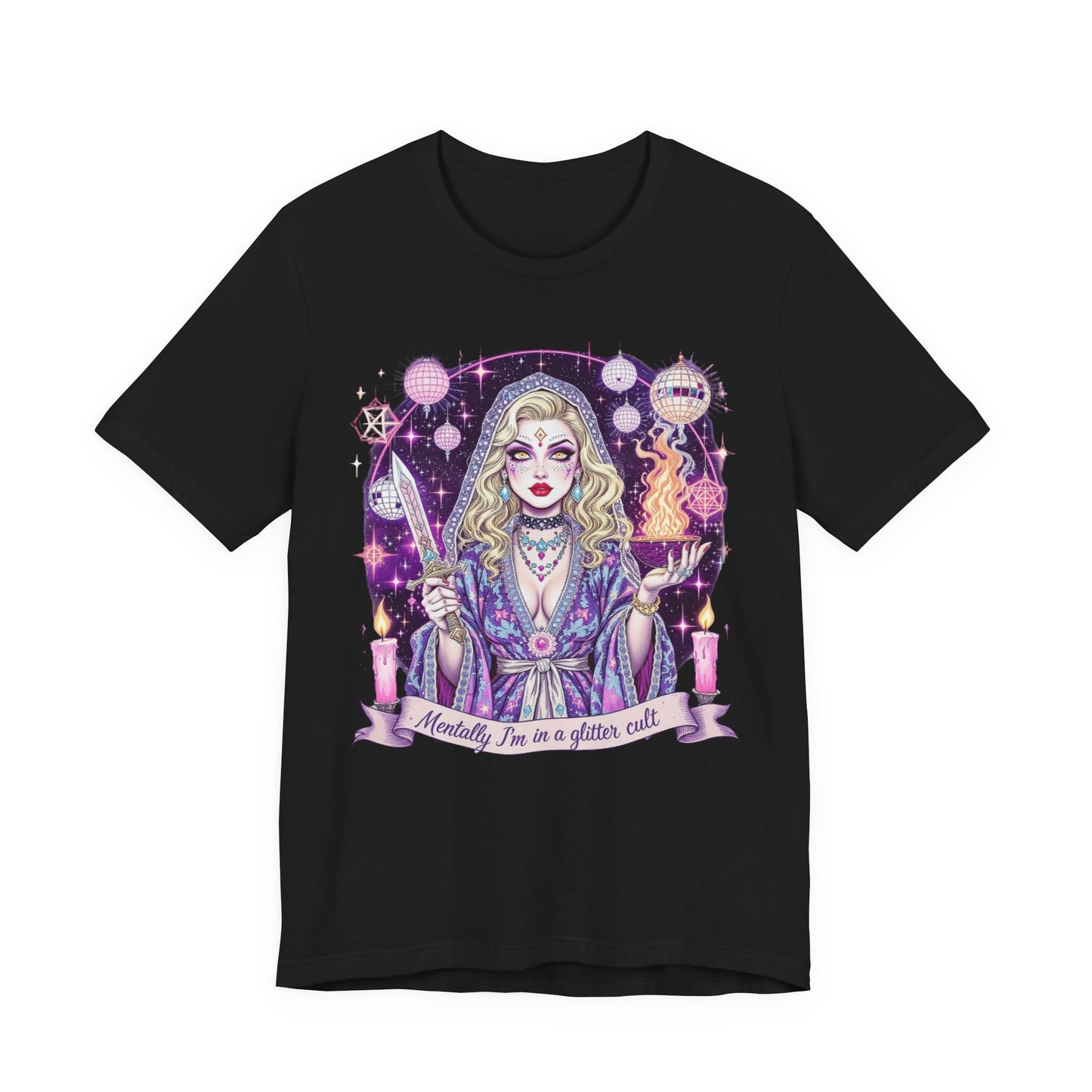 Mystical Graphic Tee - "Mentally I'm in a Glitter Cult" T-shirt, Witchy Apparel, Gift for Magic Lovers, Aesthetic Cute Tee, Casual Outfit