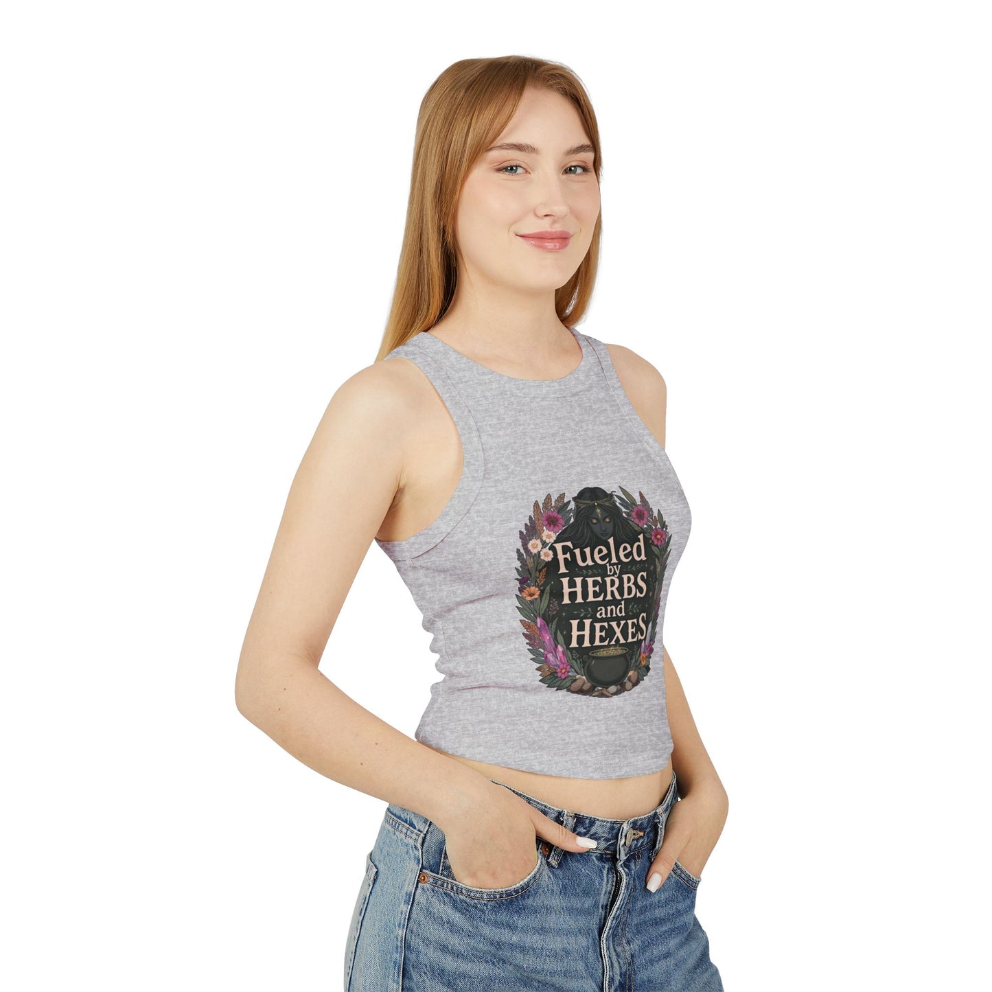 Feminine Witchy Crop Tank Top, Fuel Your Spirit, Occult Apparel, Boho Style, Magical Gifts, Summer Vibes