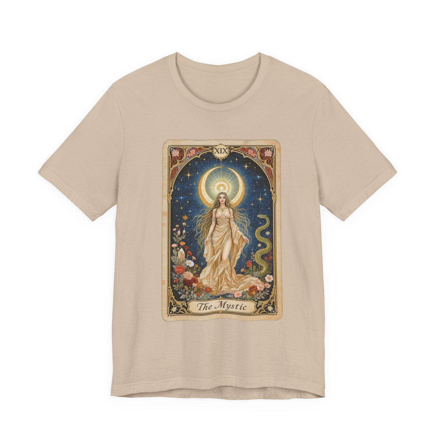 Mystic Tarot Short Sleeve Tee, Astrology Lovers Gift, Boho Style Top, Spiritual Apparel, Occult Themed Shirt, Unique Tee for Festivals