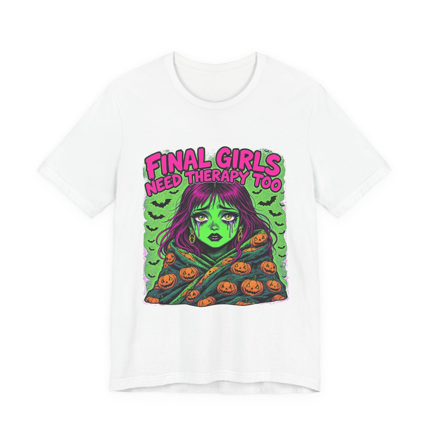 Horror Movie Tee, Final Girls Therapy, Unisex Jersey Short Sleeve T-Shirt, Halloween Shirt, Scary Movie Gift, Horror Fan Apparel