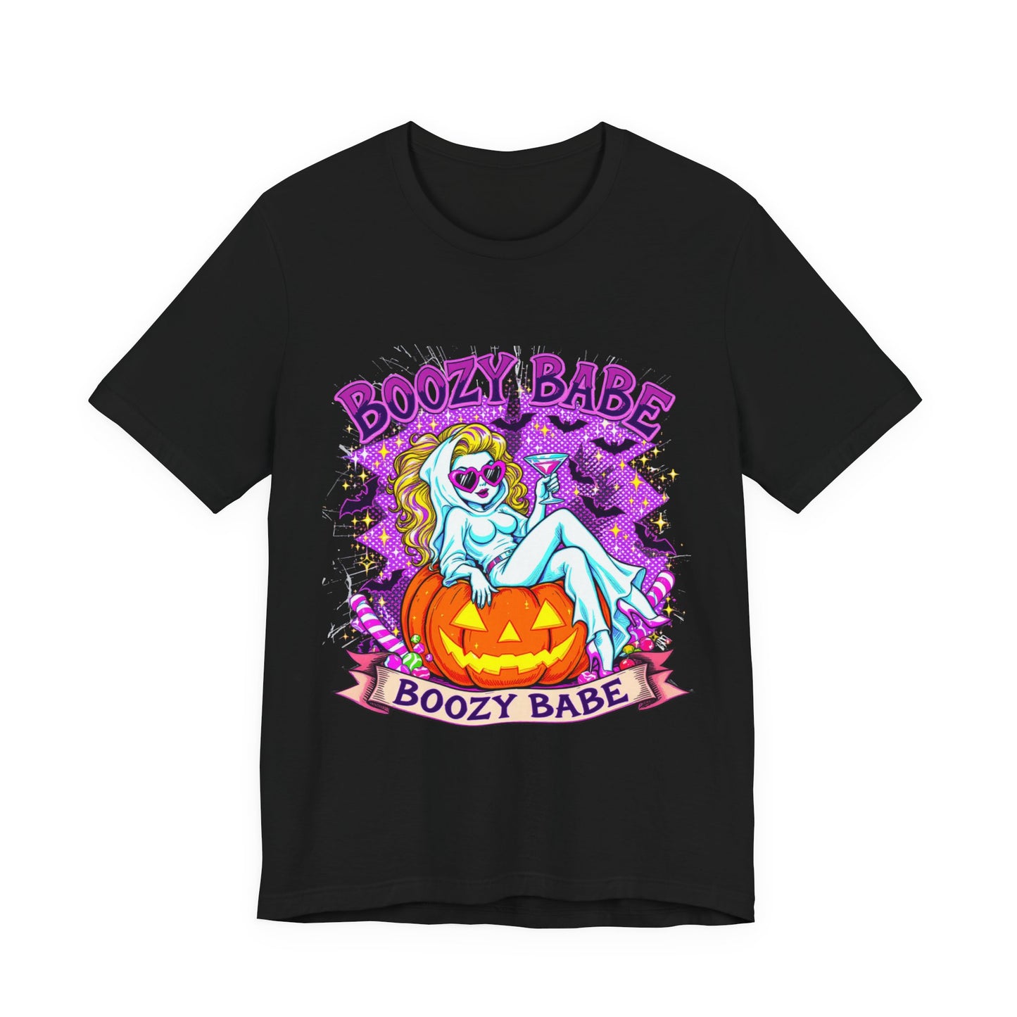 Boozy Babe Ghost T-Shirt, Halloween Shirt, Spooky Tee, Funny Ghost Top, Halloween Party Costume