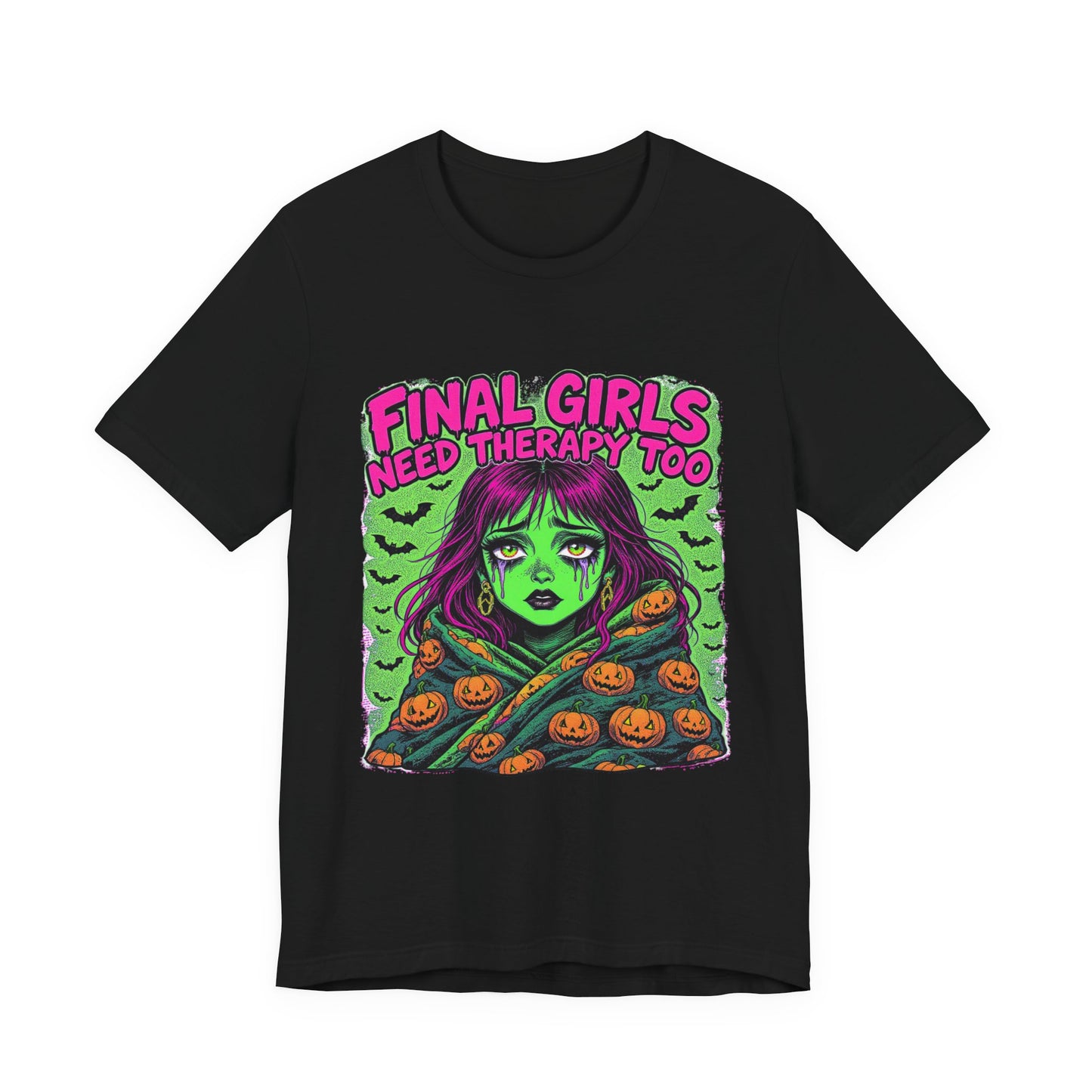Horror Movie Tee, Final Girls Therapy, Unisex Jersey Short Sleeve T-Shirt, Halloween Shirt, Scary Movie Gift, Horror Fan Apparel