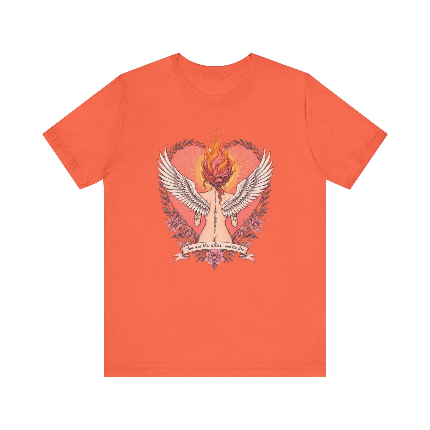 Phoenix Heart Graphic Tee, Flame Wings Shirt, Unisex T-Shirt for Couples, Creative Gift for Birthdays, Inspirational Apparel
