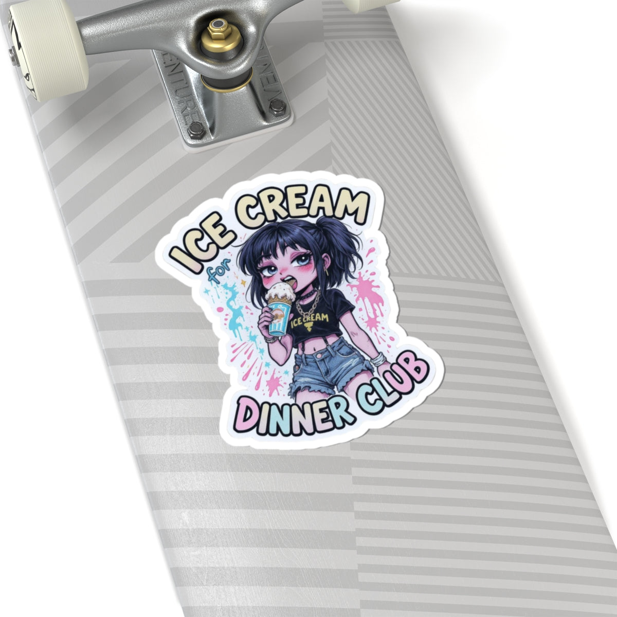 Cool Ice Cream Dinner Club Stickers, Fun Laptop Decal, Cute Planner Accessory, Kawaii Gift for Teens, Aesthetic Sticker Art